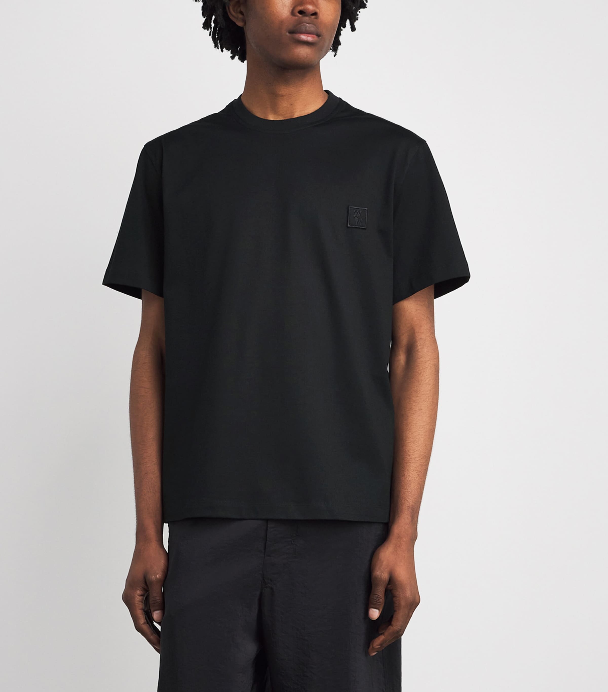 Wooyoungmi Mens Cotton Flower Logo Back T-Shirt Black Image 4