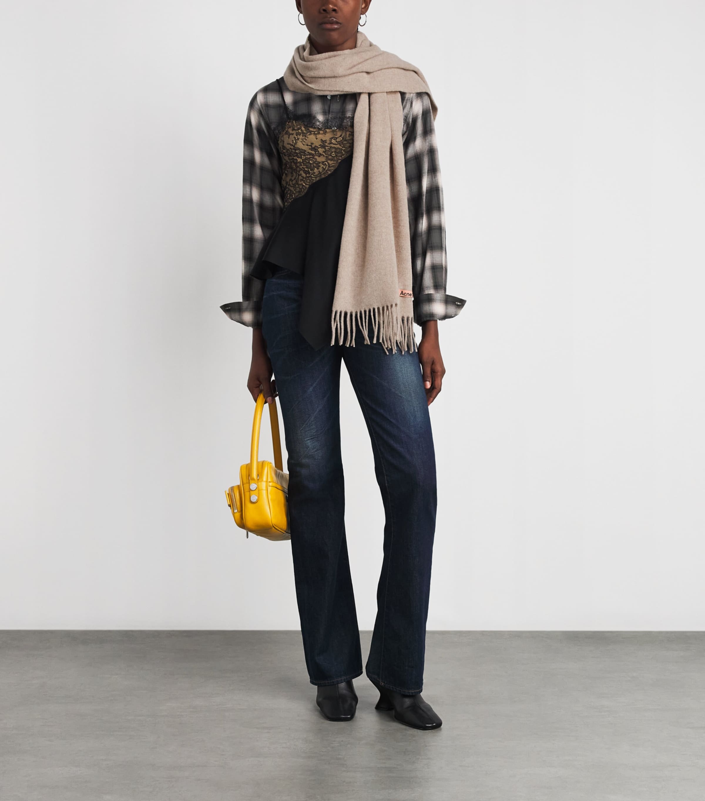 Acne Studios Wool Logo Scarf Oatmeal Melange Image 3