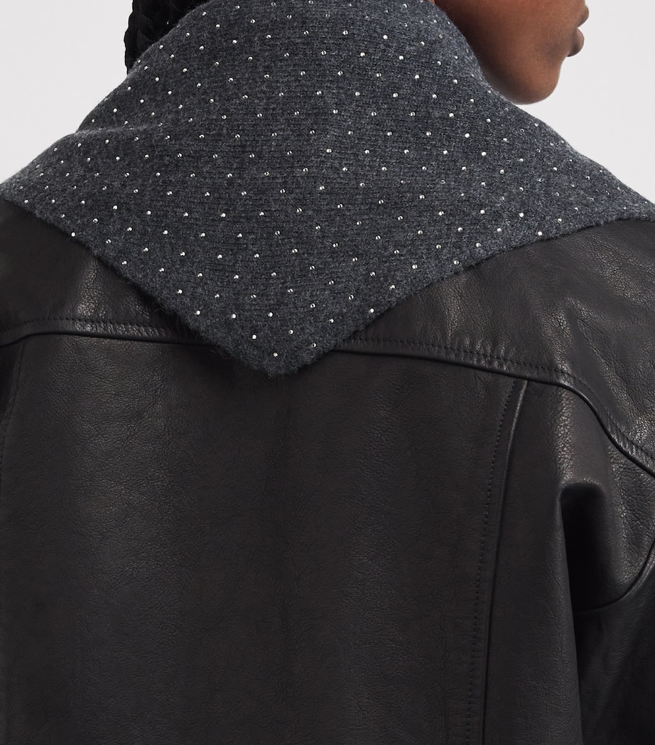 Wool-Blend Embellished Neckerchief CHARCOAL GREY Image 2