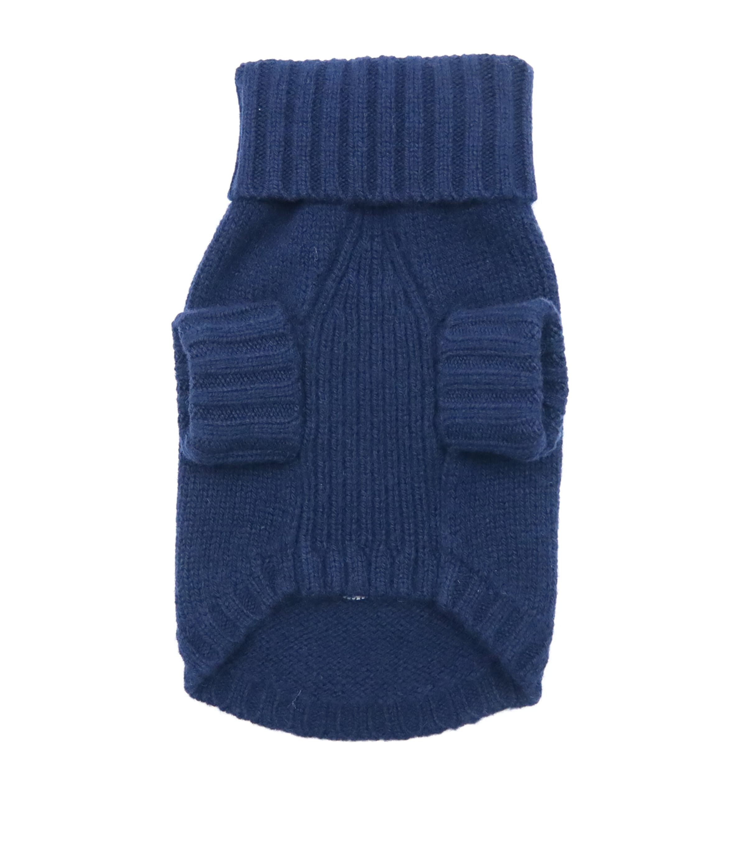 Wool-Cashmere Polo Bear Dog Sweater (M) HUNTER NAVY Image 2