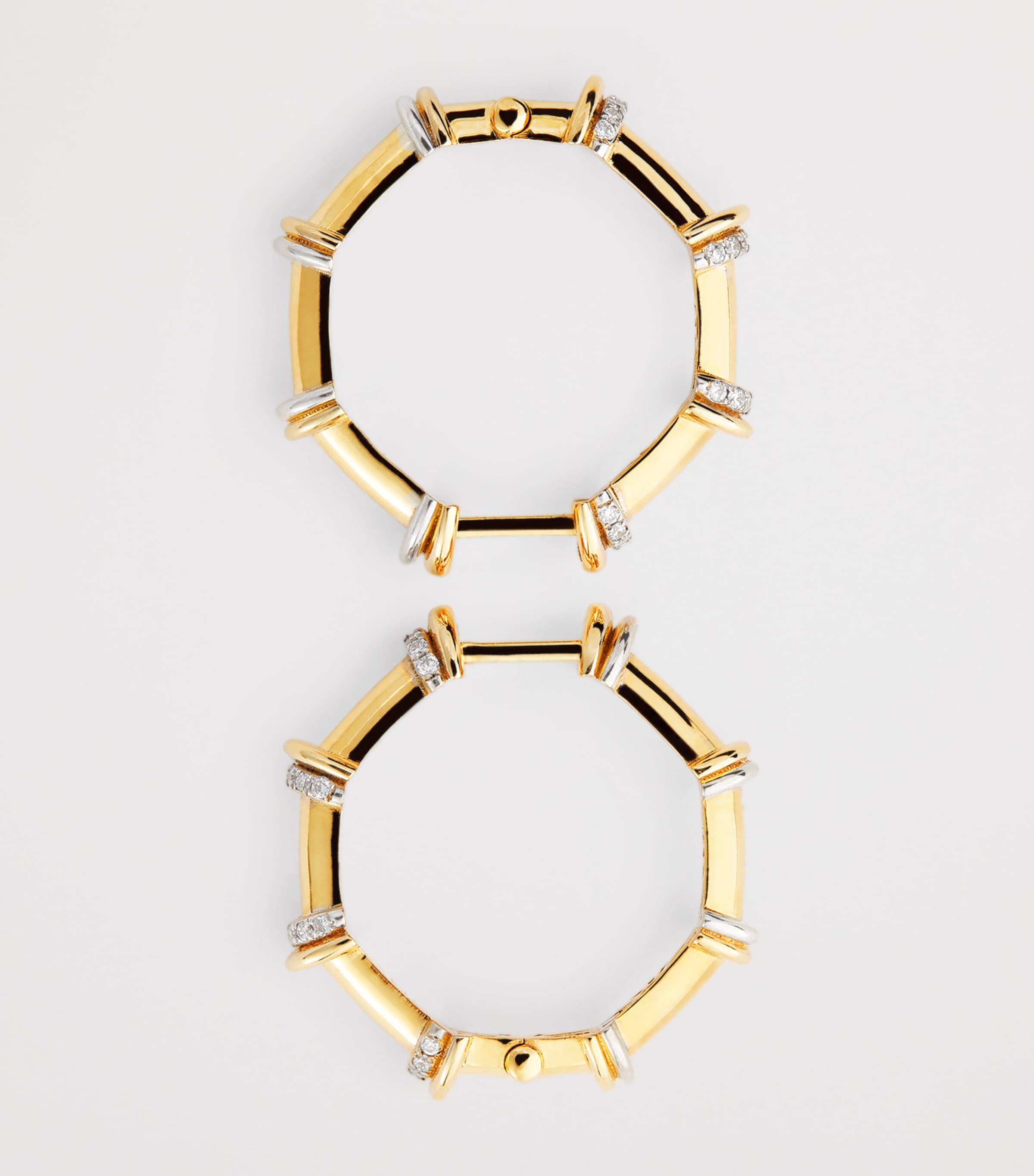 Yellow Gold and Diamond Warrior N*93 Hoop Earrings YELLOW GOLD Image 6