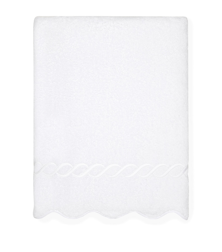 Cotton Treccia Bath Sheet (100cm x 180cm) WHITE/WHITE Image 1