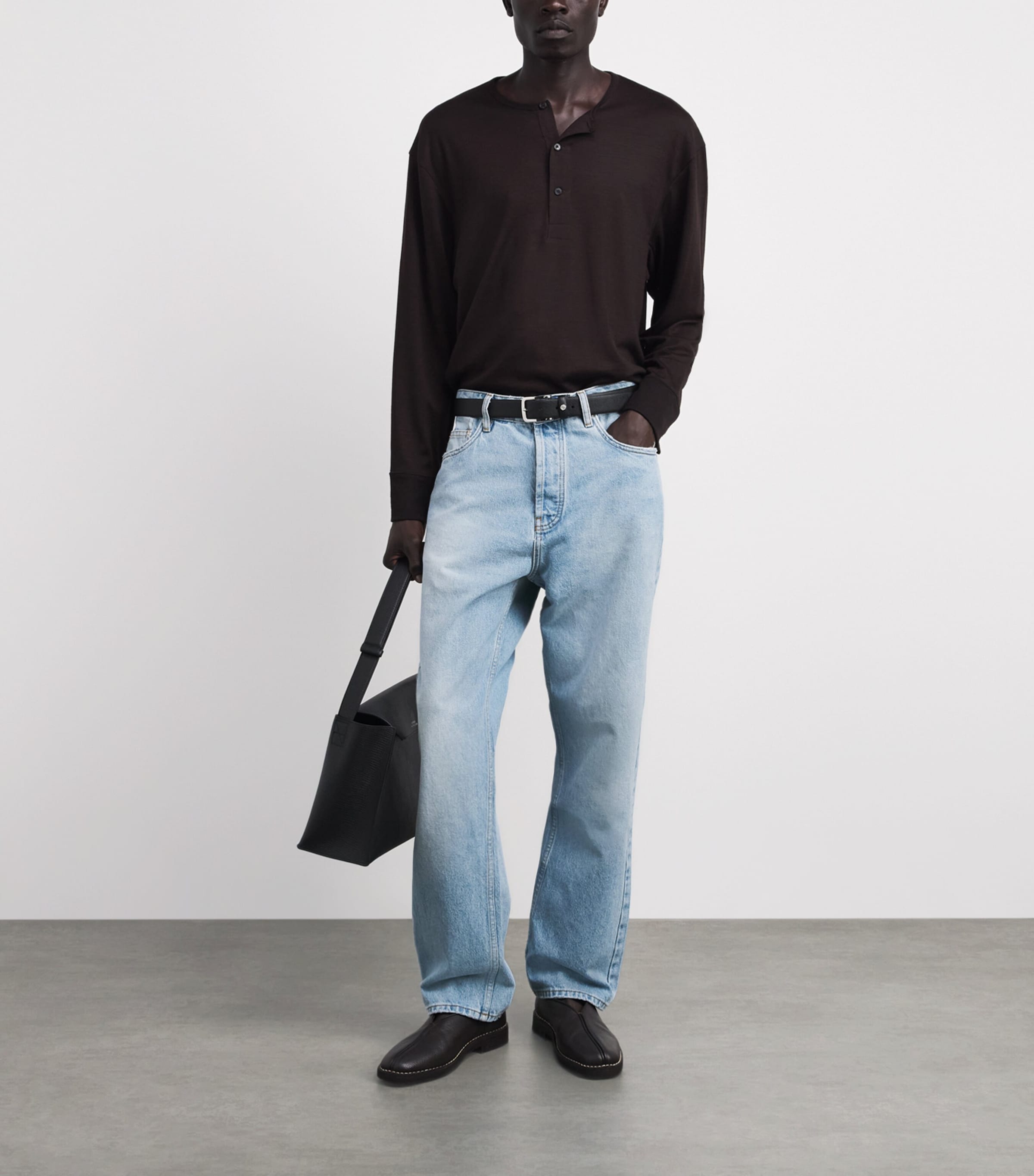 Studio Nicholson Mens Riso Straight Jeans Bleached Wash Image 2
