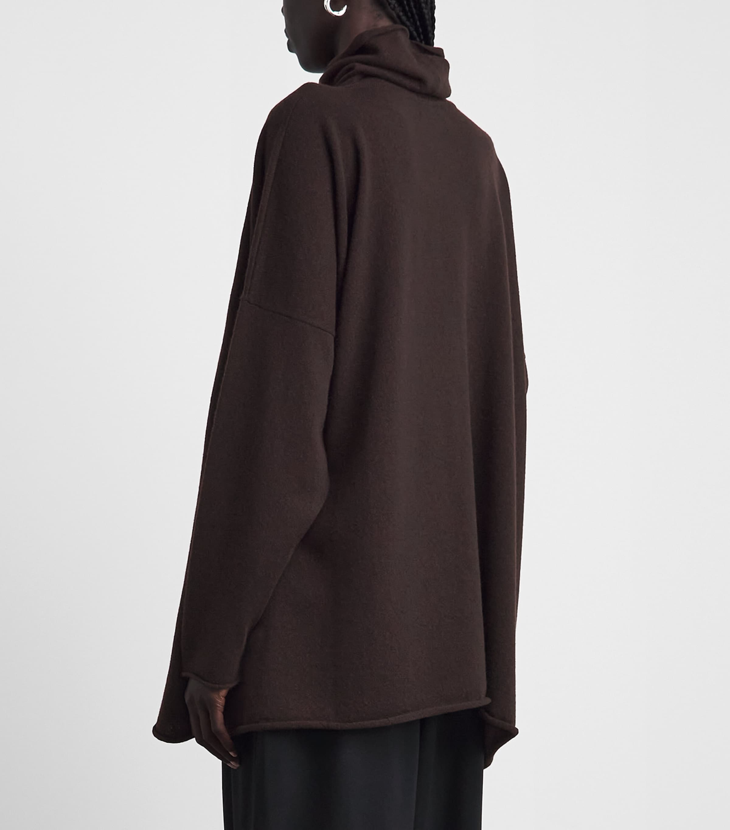 Eskandar Womens Cashmere Rollneck Sweater Cocoa Image 5