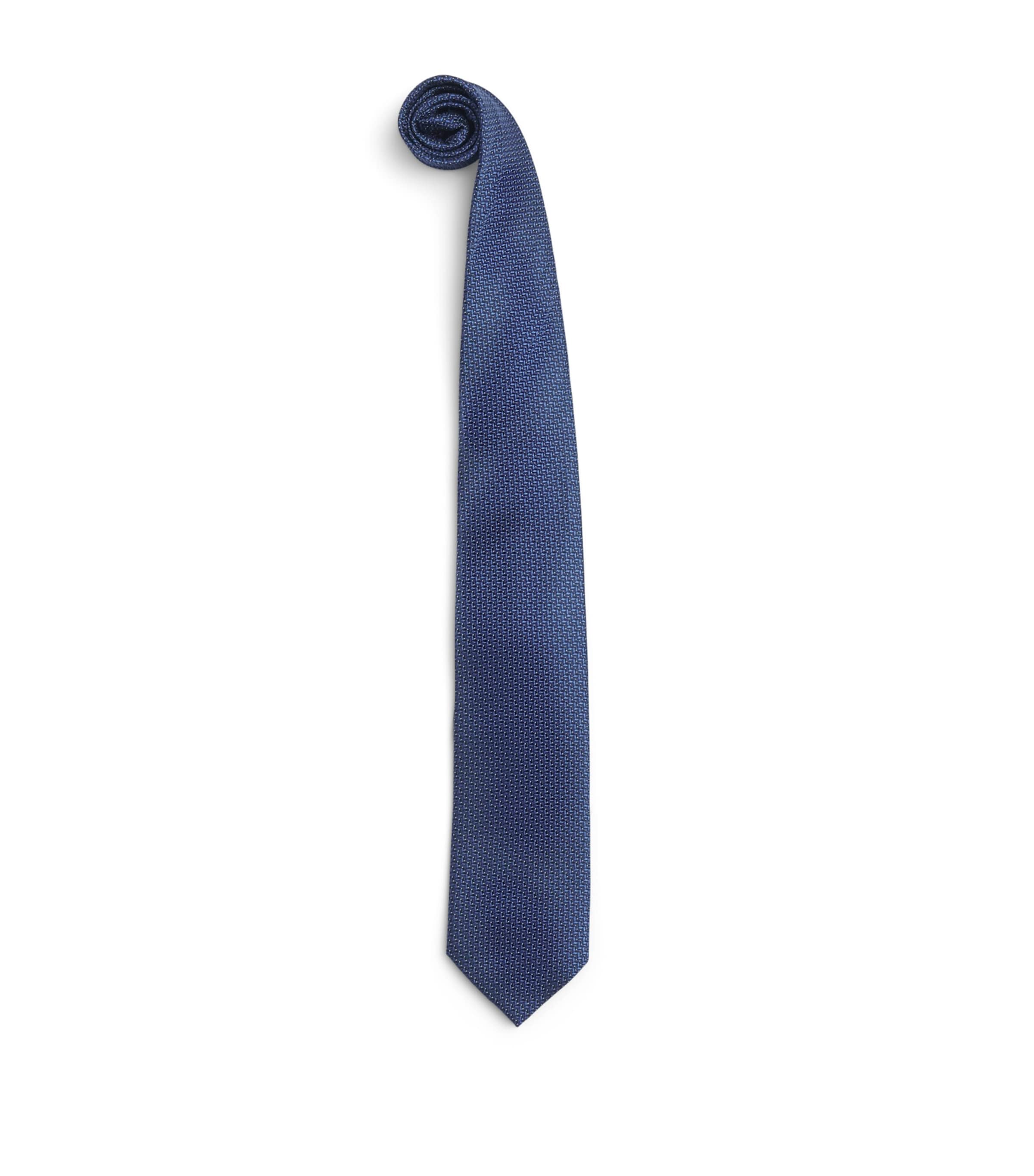 Corneliani Silk Patterned Tie Navy Blue Image 1