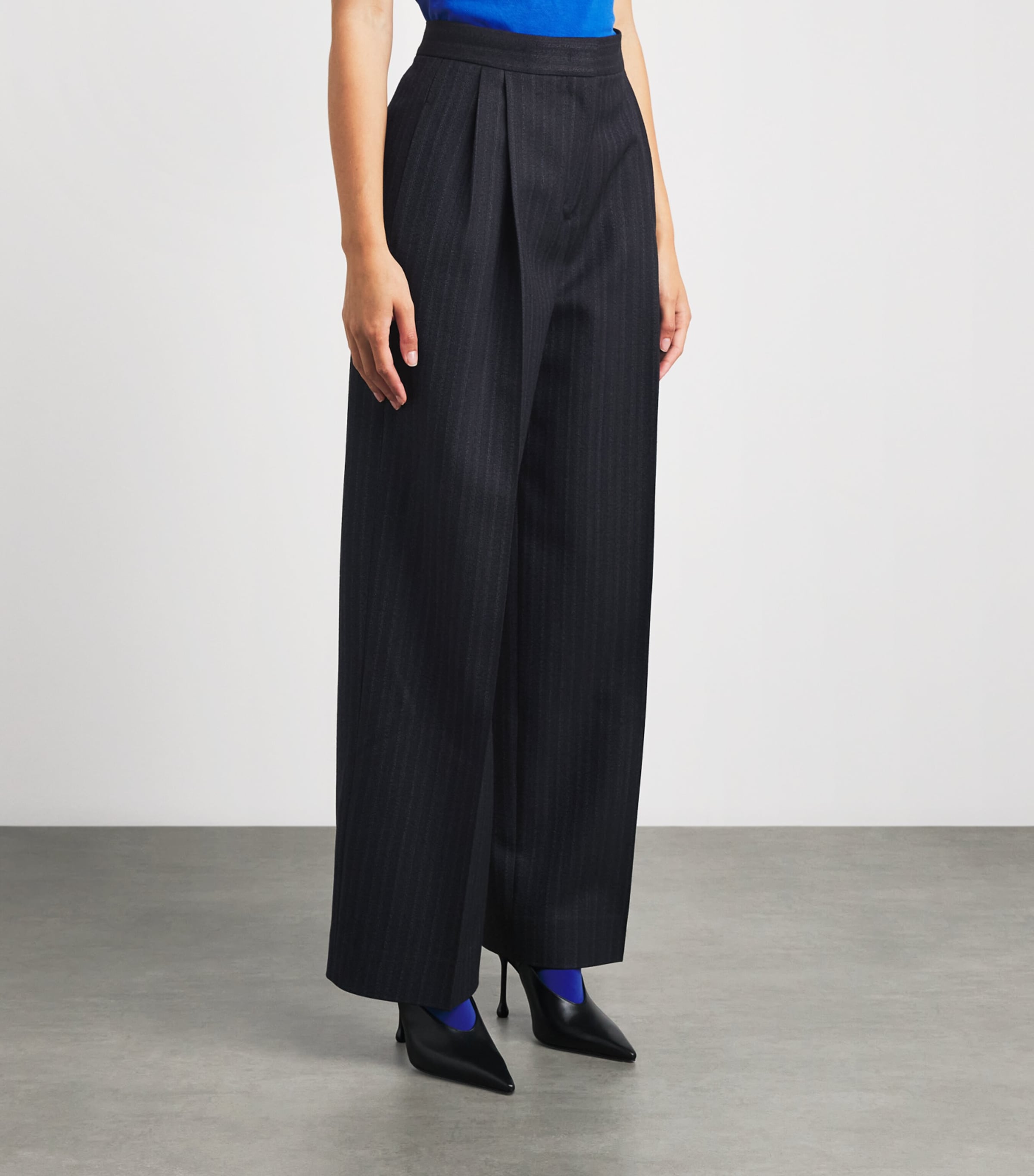 Jil Sander Womens Wool Stripe Trousers Midnight Sail Image 4
