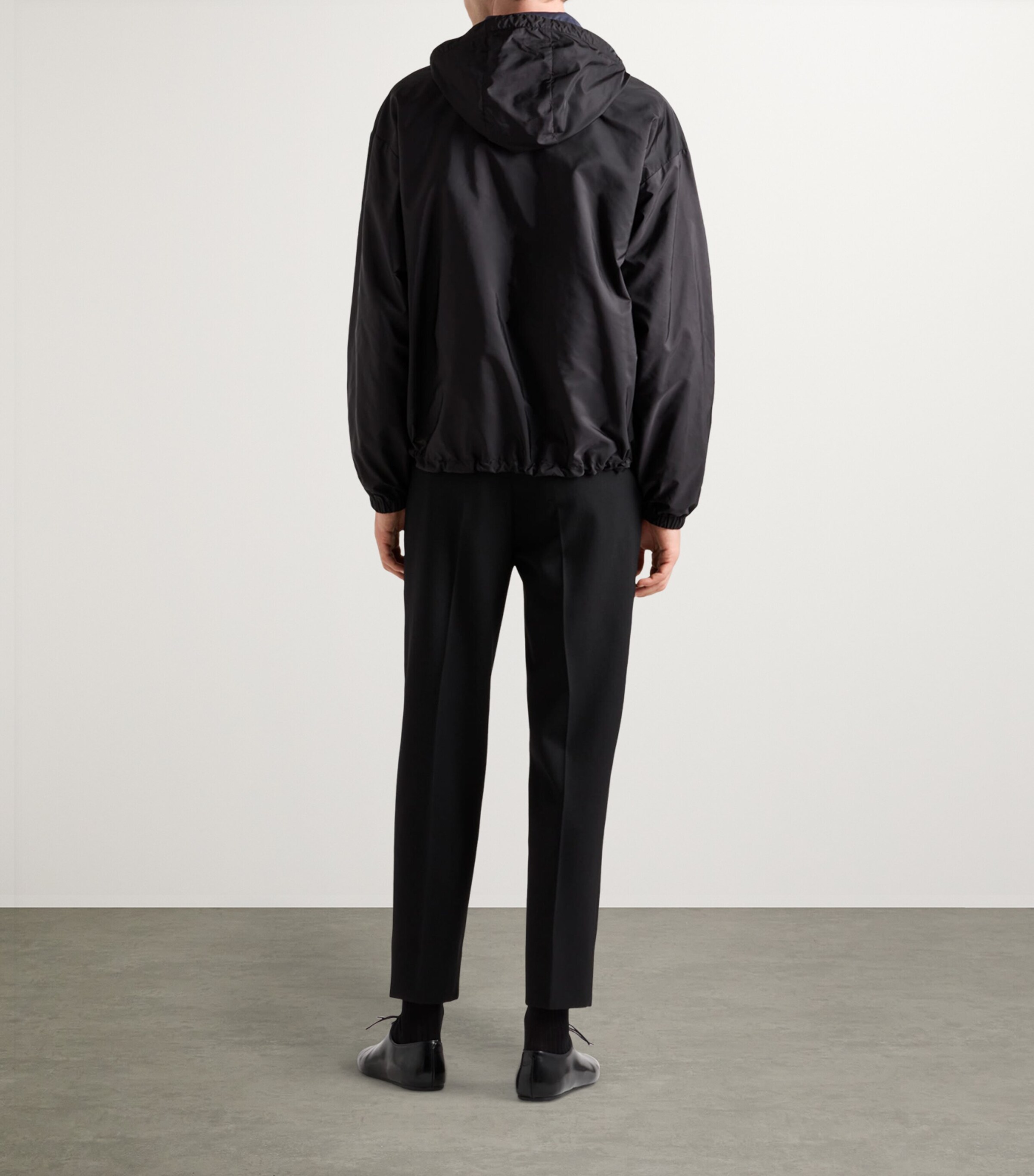 Prada Black Re-Nylon Oversized Hooded Jacket | Harrods UK