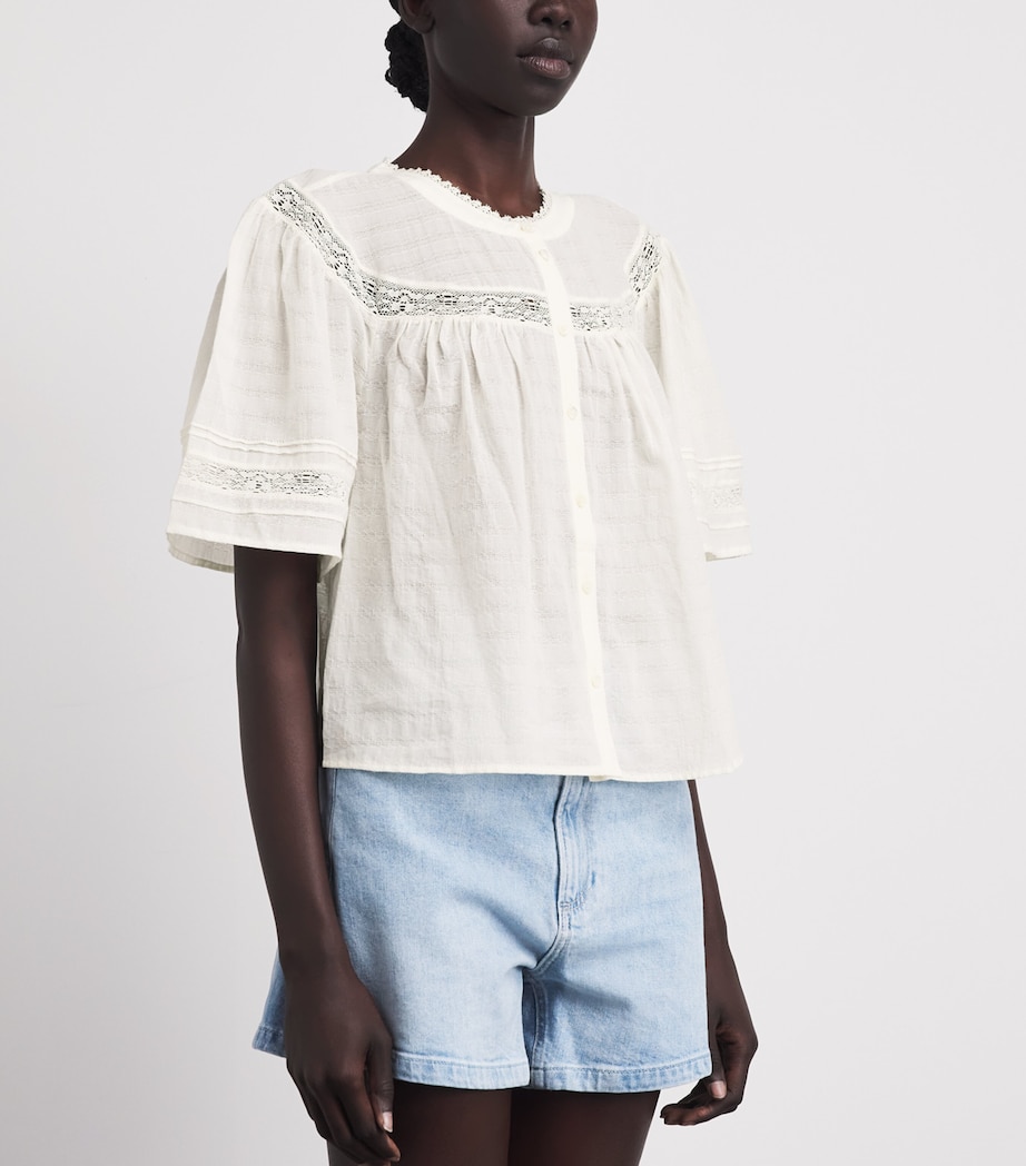 PAIGE Womens Cotton Embroidered Pasadena Blouse Ivory Image 4