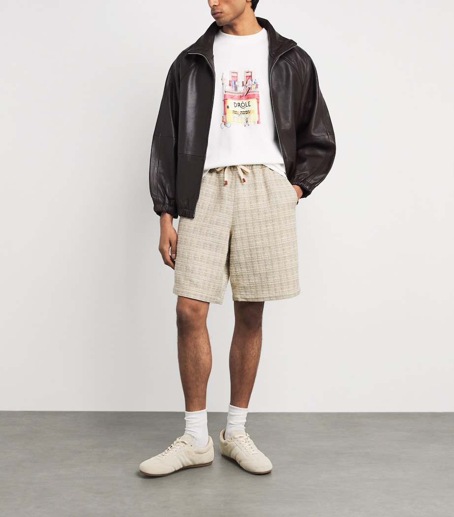 Drôle De Monsieur Mens Tweed Stripe Shorts Dark Sand Image 2