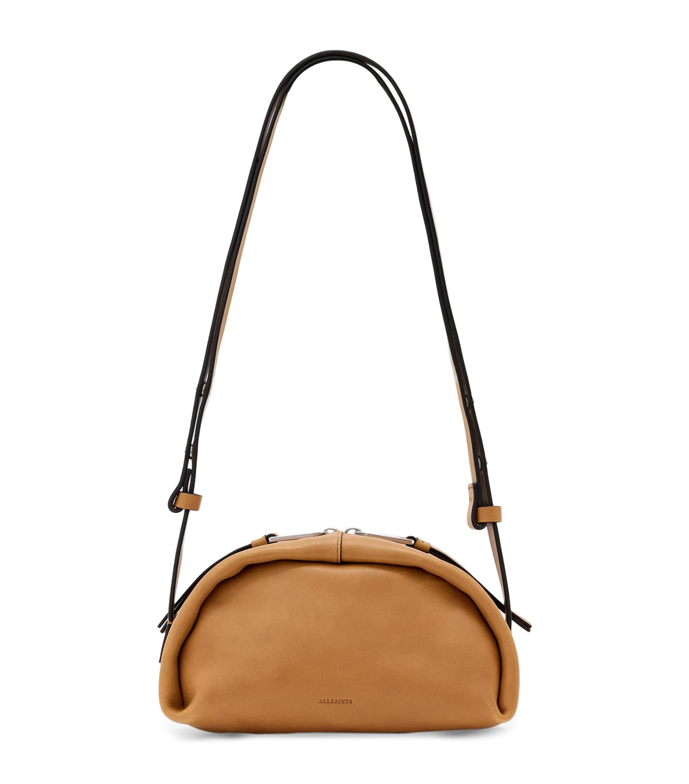 AllSaints Calfskin Rosalie Arc Cross-Body Bag Toffee Brown Image 1
