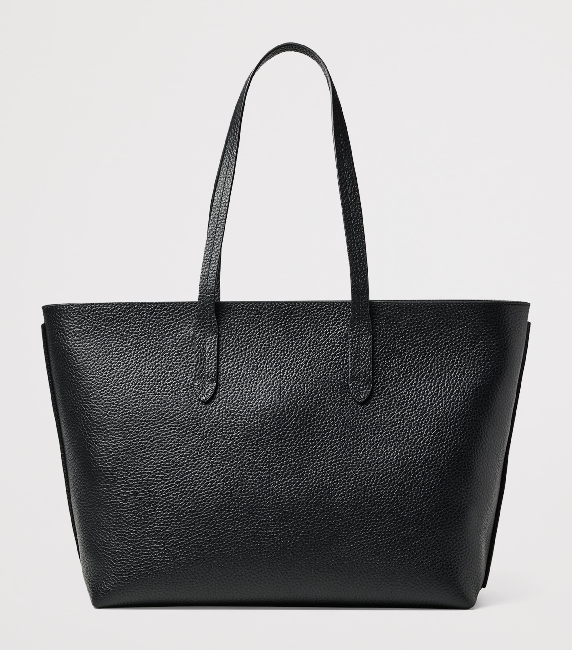 Leather East West Tote Bag BLACK Image 2