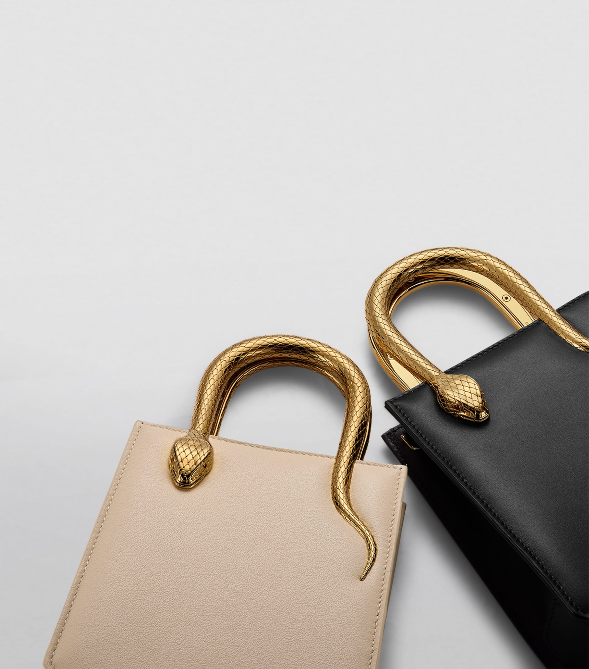 Mini Leather Serpentine Tote Bag WHITE Image 3