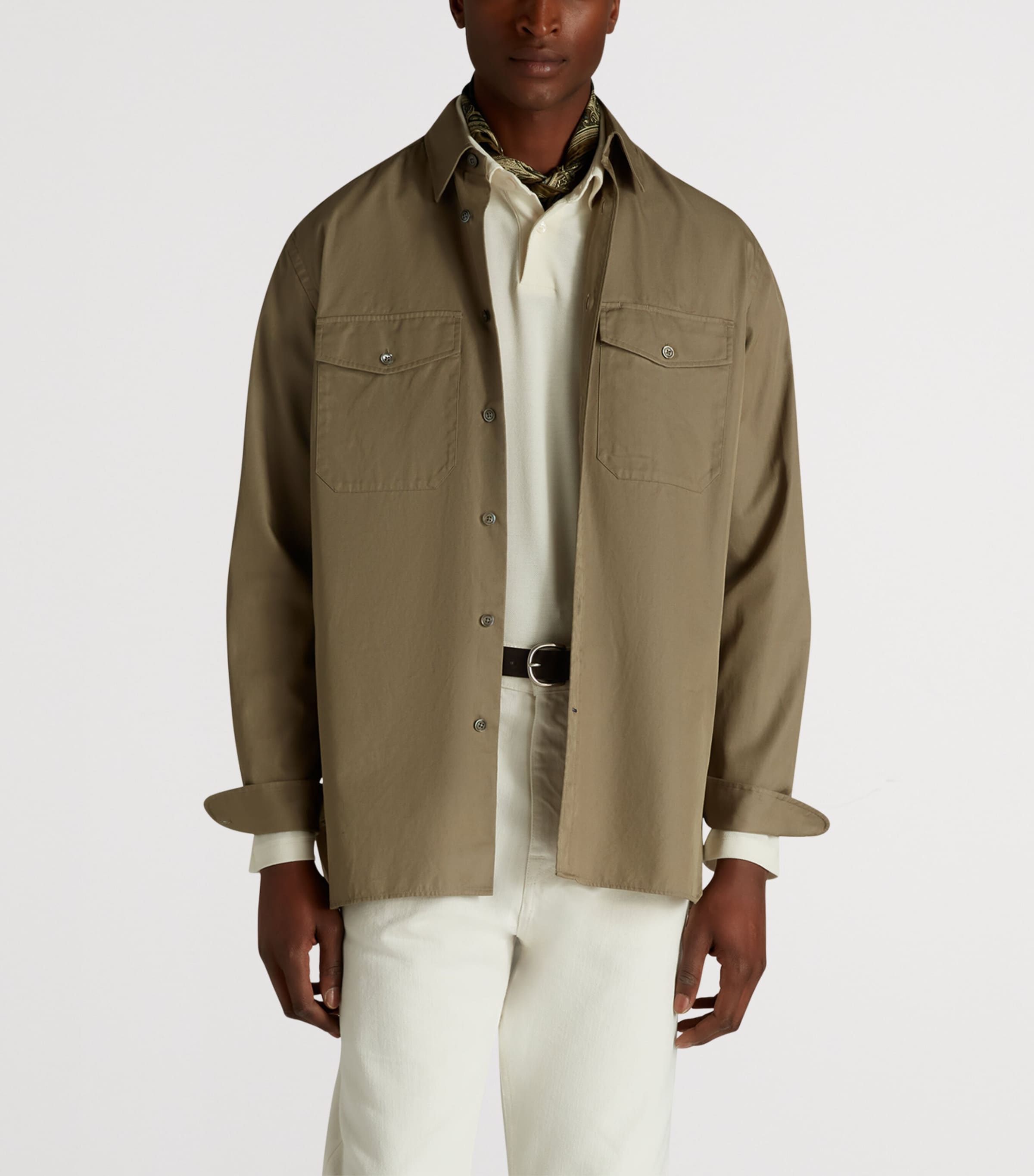 Cotton Gabardine Overshirt 102KHAKI Image 4