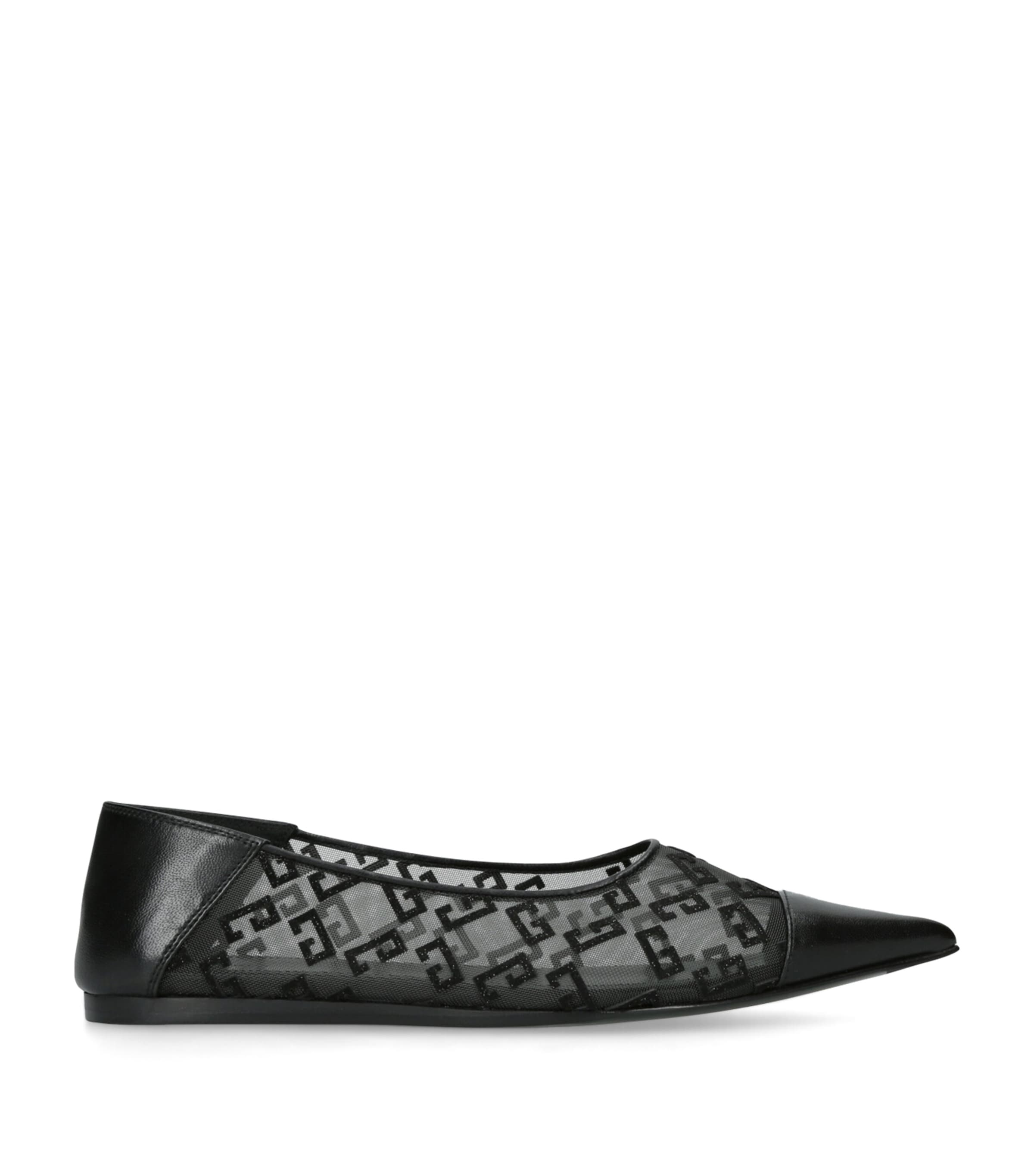 Leather-Mesh Flat Me Ballet Flats BLACK Image 1