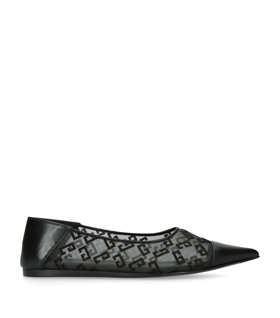 Leather-Mesh Flat Me Ballet Flats BLACK Image 1