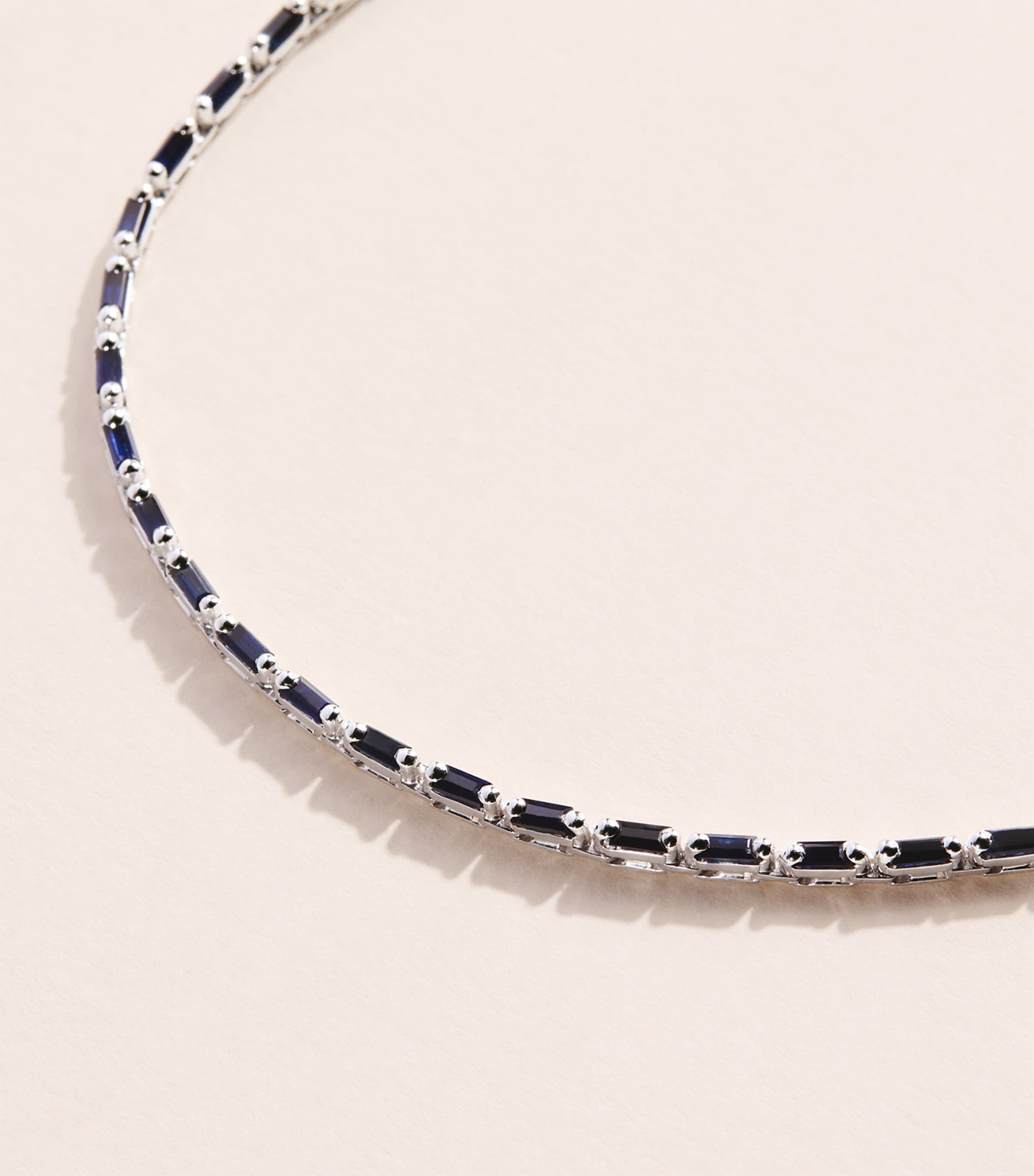 Suzanne Kalan White Gold and Blue Sapphire Bold Linear Tennis Necklace Wg/db Image 3
