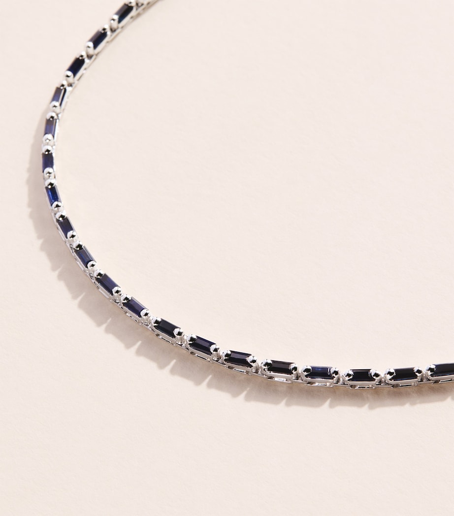 Suzanne Kalan White Gold and Blue Sapphire Bold Linear Tennis Necklace Wg/db Image 3