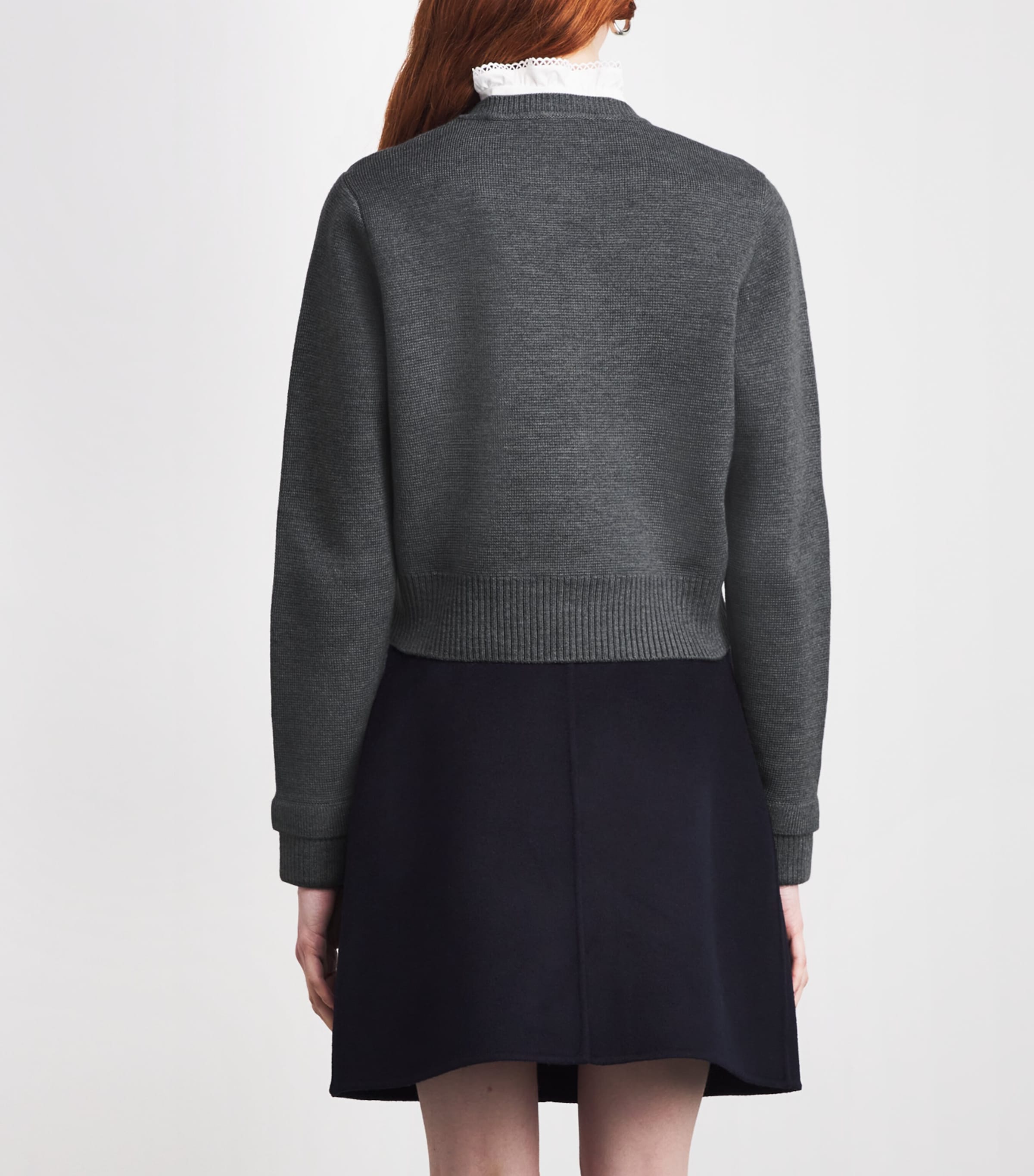 Sandro Paris Womens Ruffled-Collar Cardigan Grey Image 4