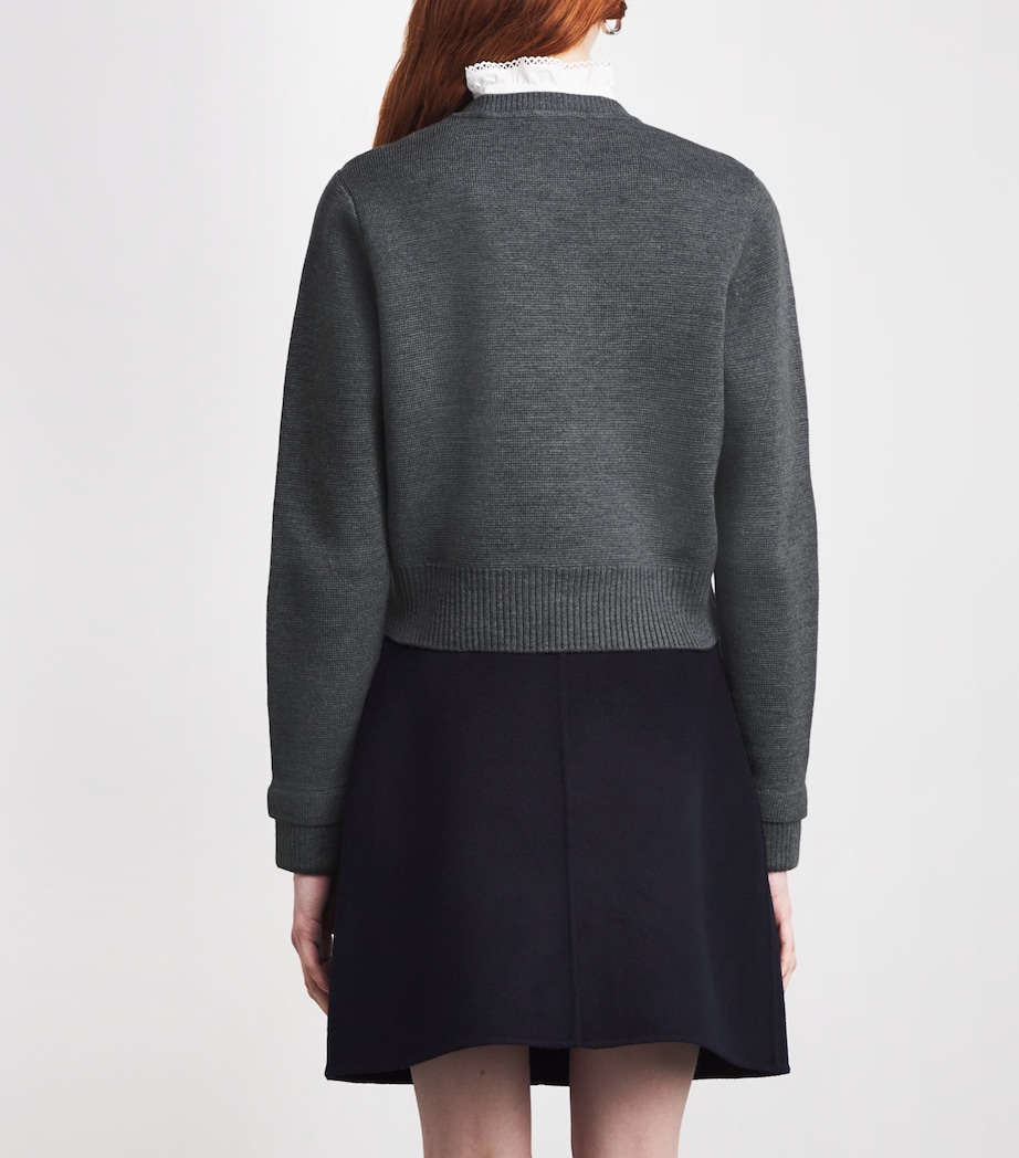 Sandro Paris Womens Ruffled-Collar Cardigan Grey Image 4