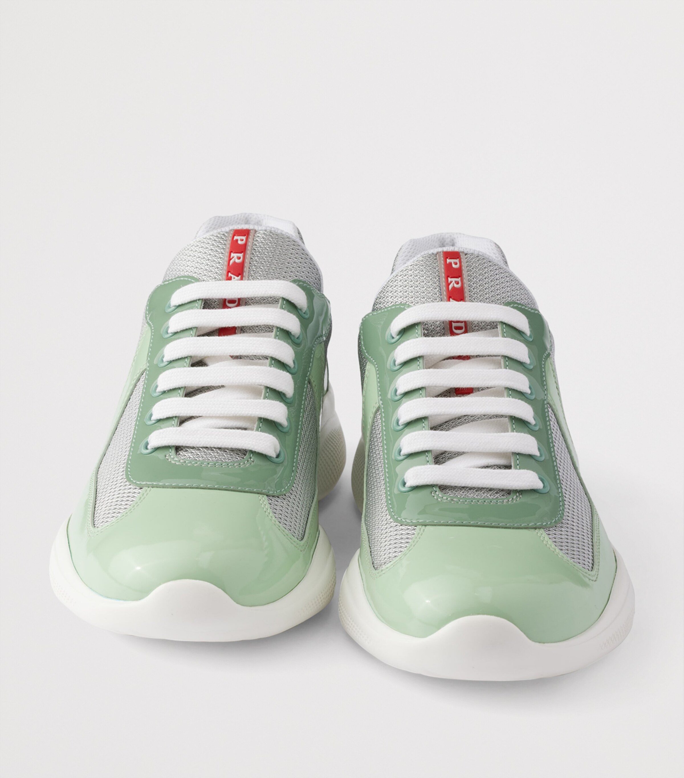 Prada Patent Leather-Mesh America's Cup Sneakers Green Image 5