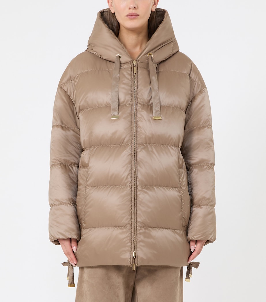 Max Mara Womens Wool Reversible Hooded Jacket Honey Image 4
