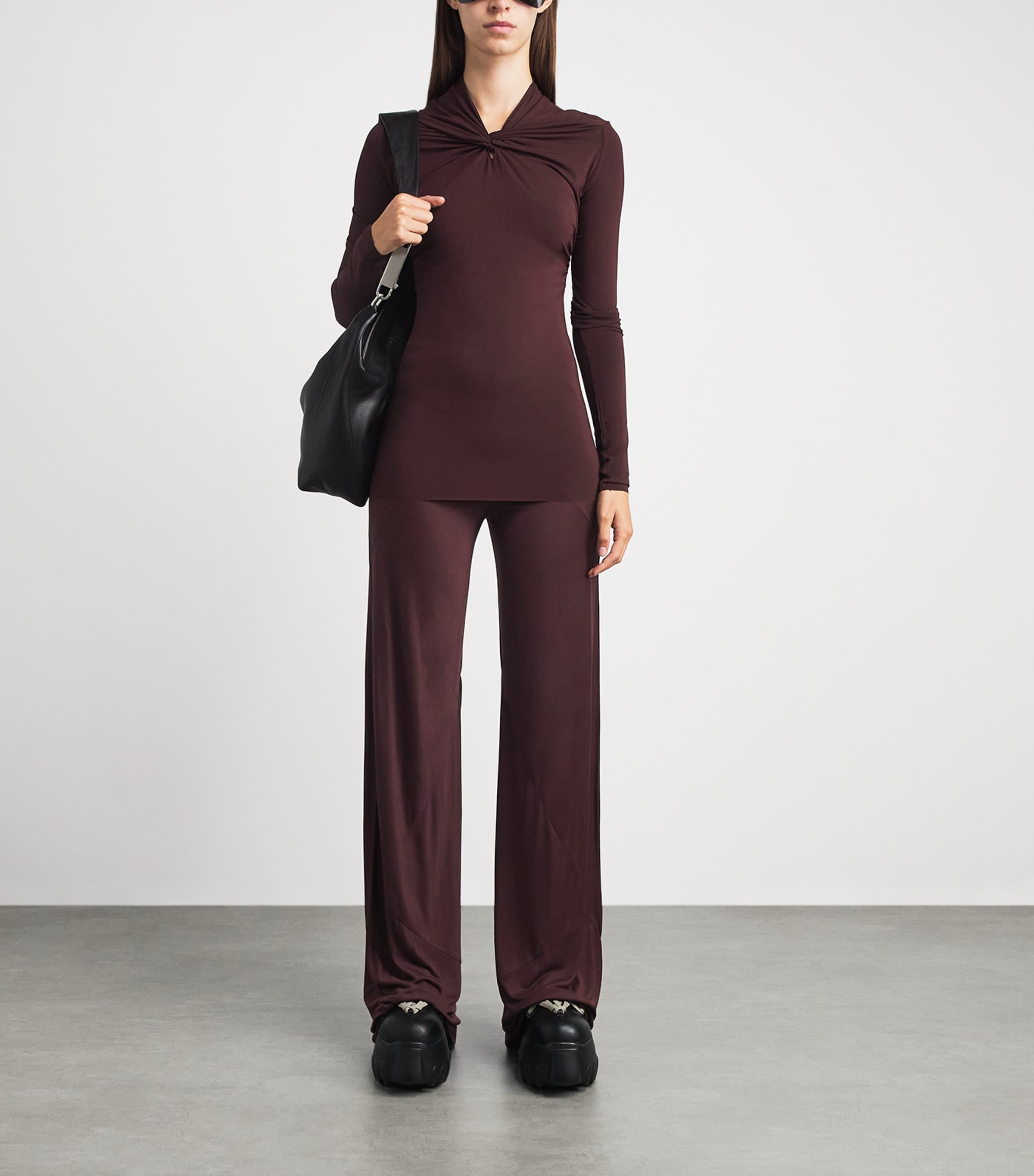 Rick Owens Womens Tower Bias Trousers Wine Image 2