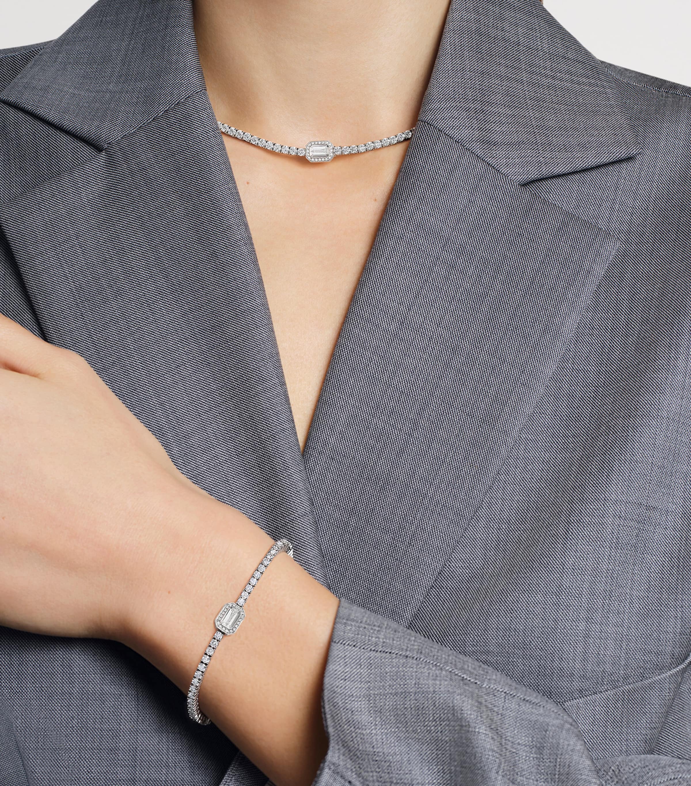 White Gold and Diamond Rivière Vendôme Bracelet WHITE GOLD Image 2