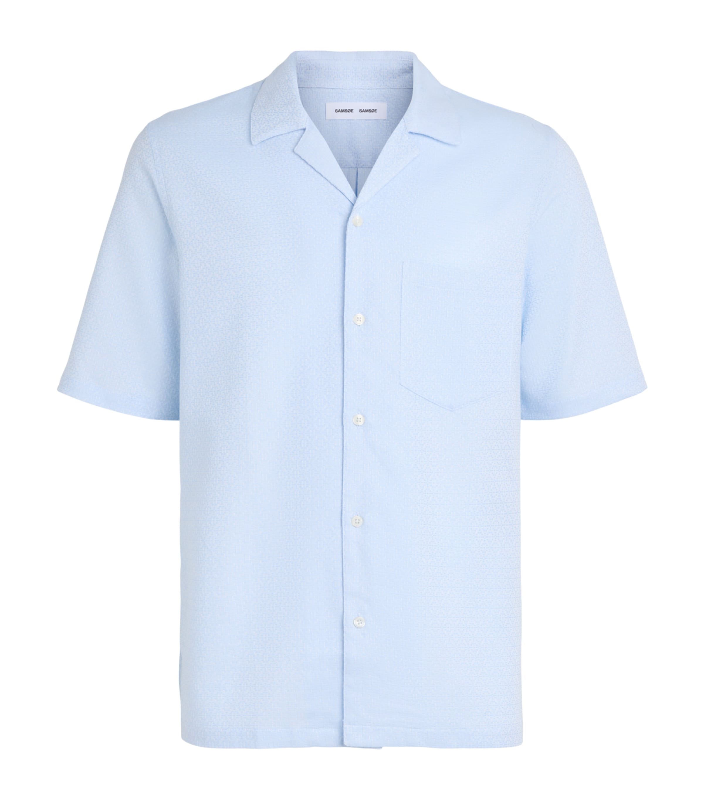 Samsøe Samsøe Mens Organic Cotton Jacquard Saoscar Shirt Windsurfer Tile Image 1