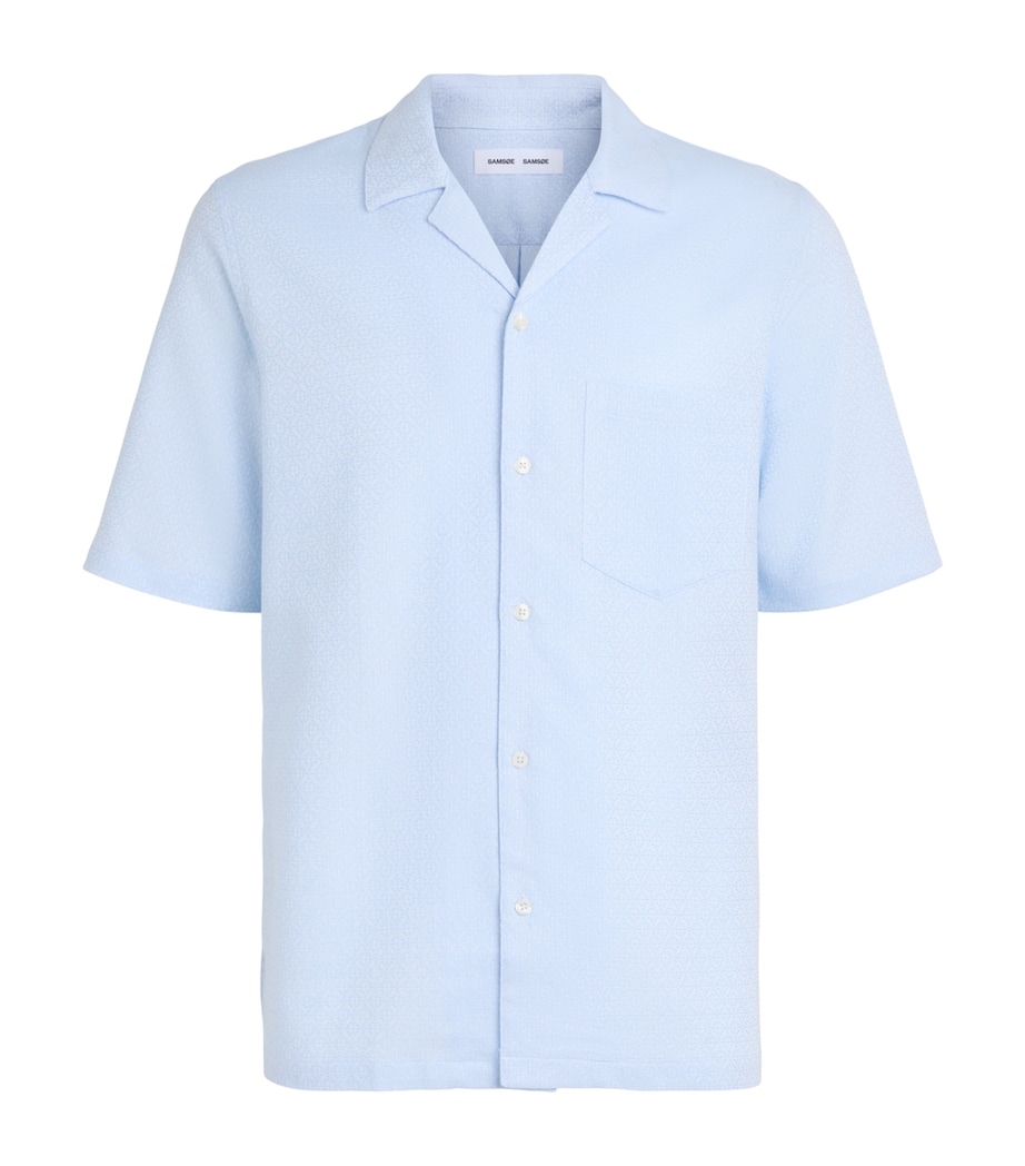 Samsøe Samsøe Mens Organic Cotton Jacquard Saoscar Shirt Windsurfer Tile Image 1