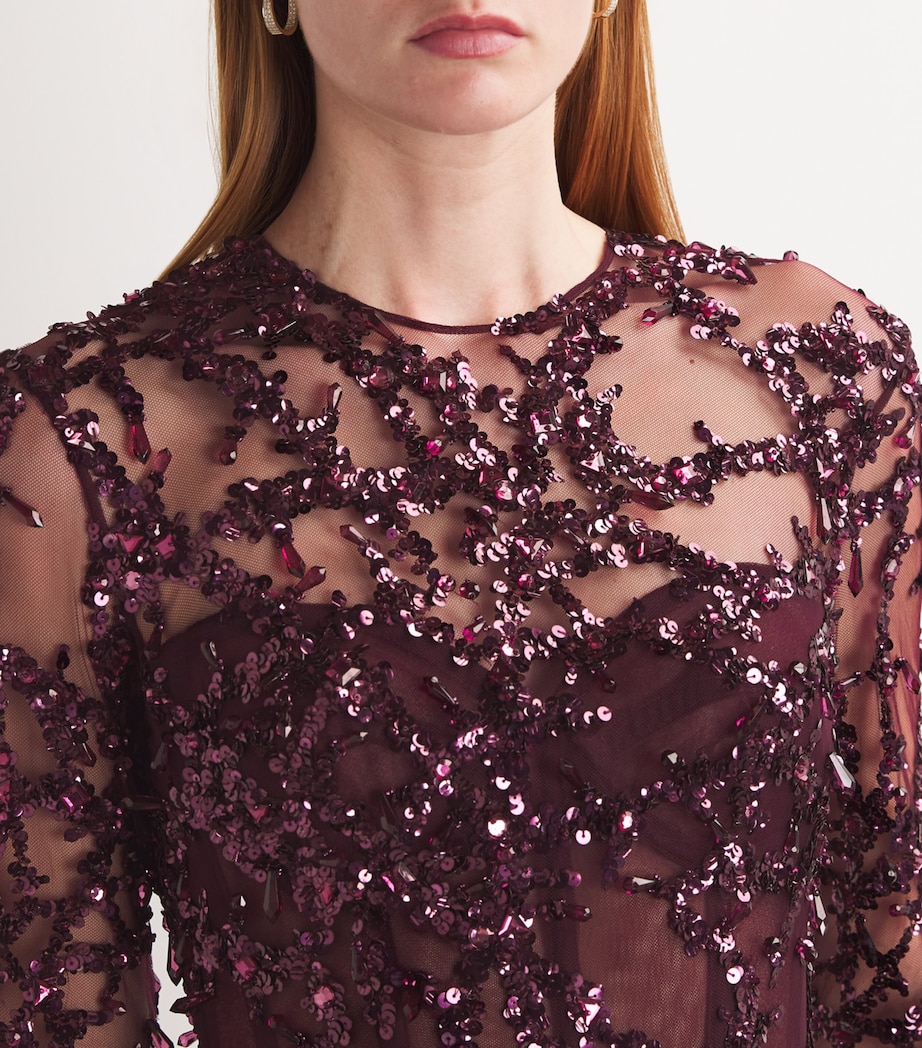 Zuhair Murad Womens Crystal Thorn-Embellished Gown Potent Purple Image 6
