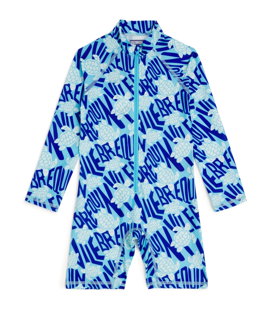 Printed Guppy Rash Guard Swimsuit (2-8 Years) 612 TOPAZE BLEUE Image 1