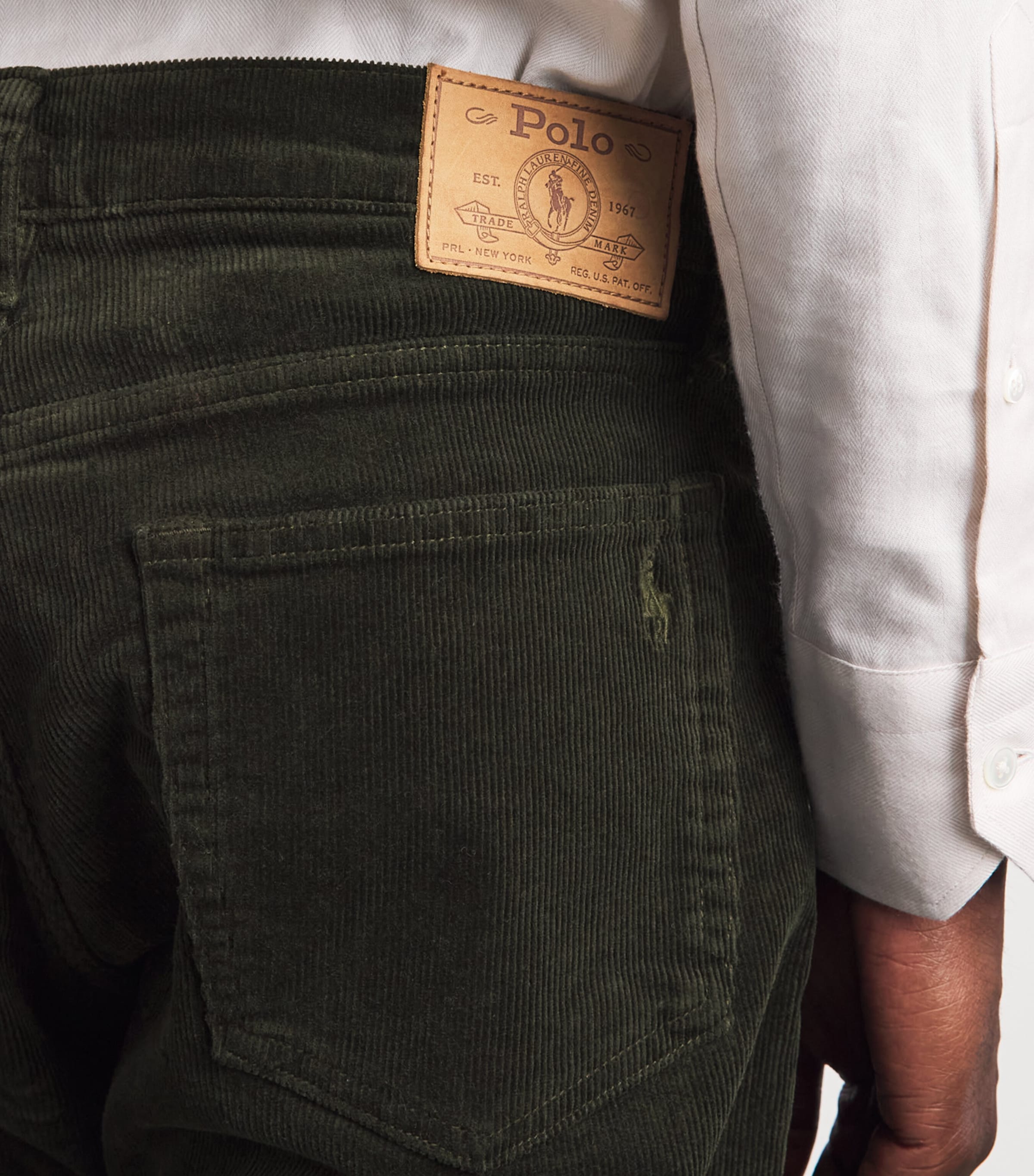 Polo Ralph Lauren Mens Stretch-Cotton Corduroy Hampton Straight Trousers Estate Olive Image 3