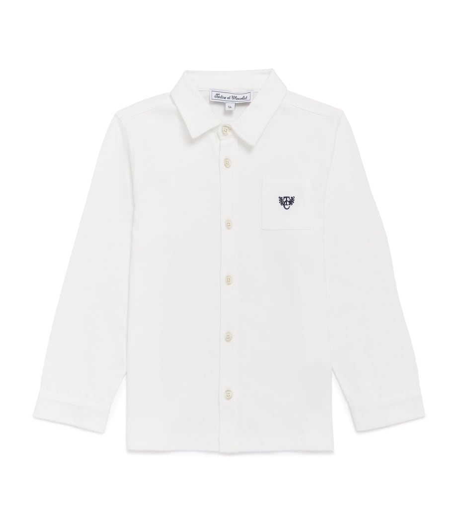 Cotton Logo-Embroidered Shirt (5-12 Years) 13 NACRE Image 1