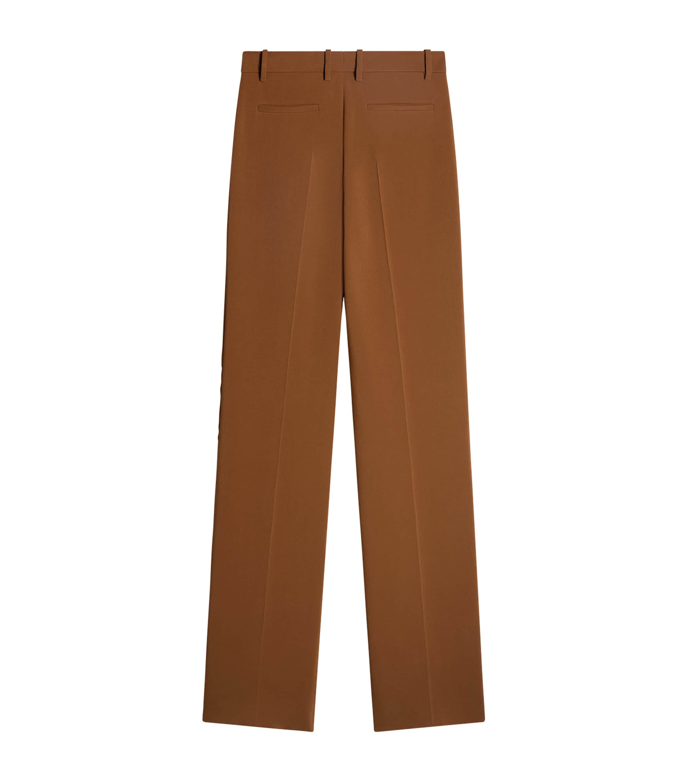 Schiaparelli Womens Wool-Silk Straight Trousers Brown Image 3