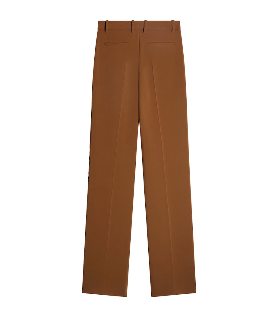 Schiaparelli Womens Wool-Silk Straight Trousers Brown Image 3