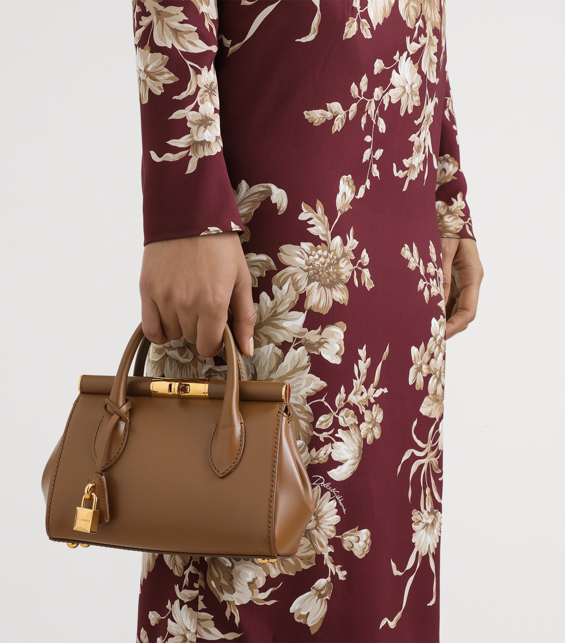 Mini Leather Marlene Top-Handle Bag 8Z093-CARAMELLO Image 5