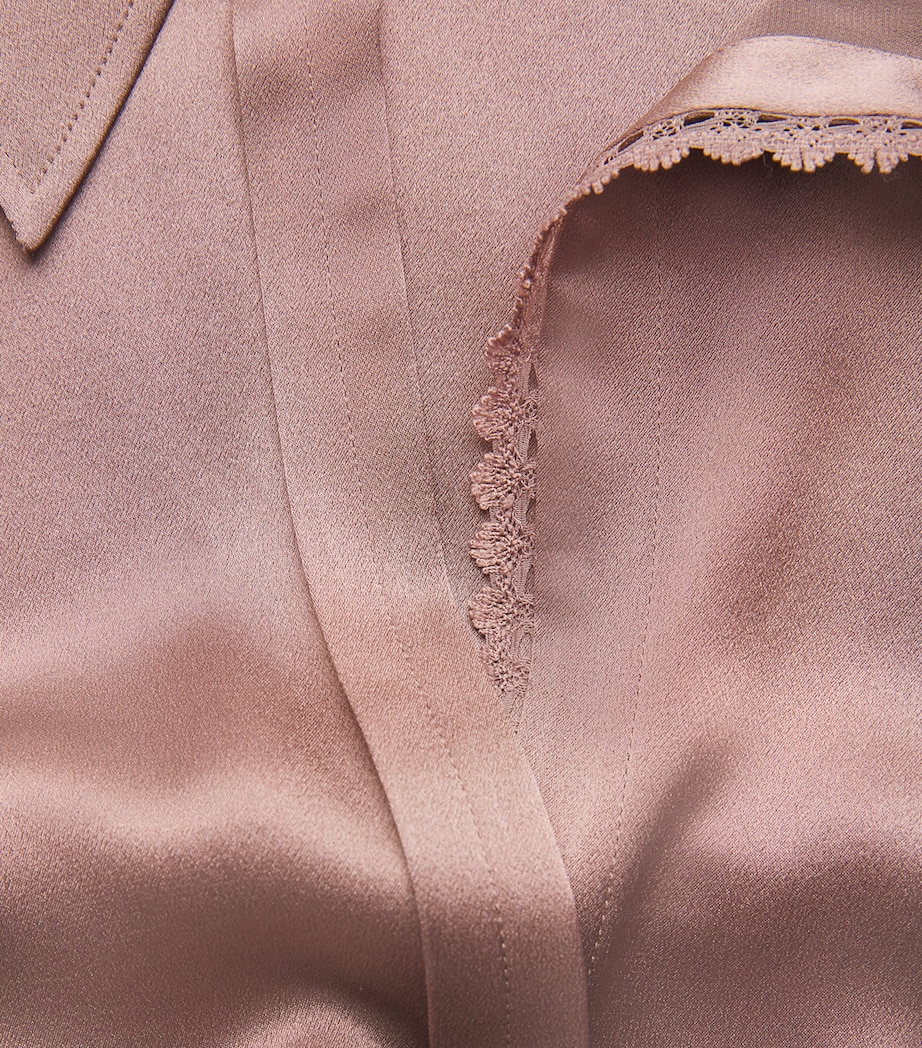 Vince Womens Silk Lace-Trim Shirt Mauve Lilac Image 6