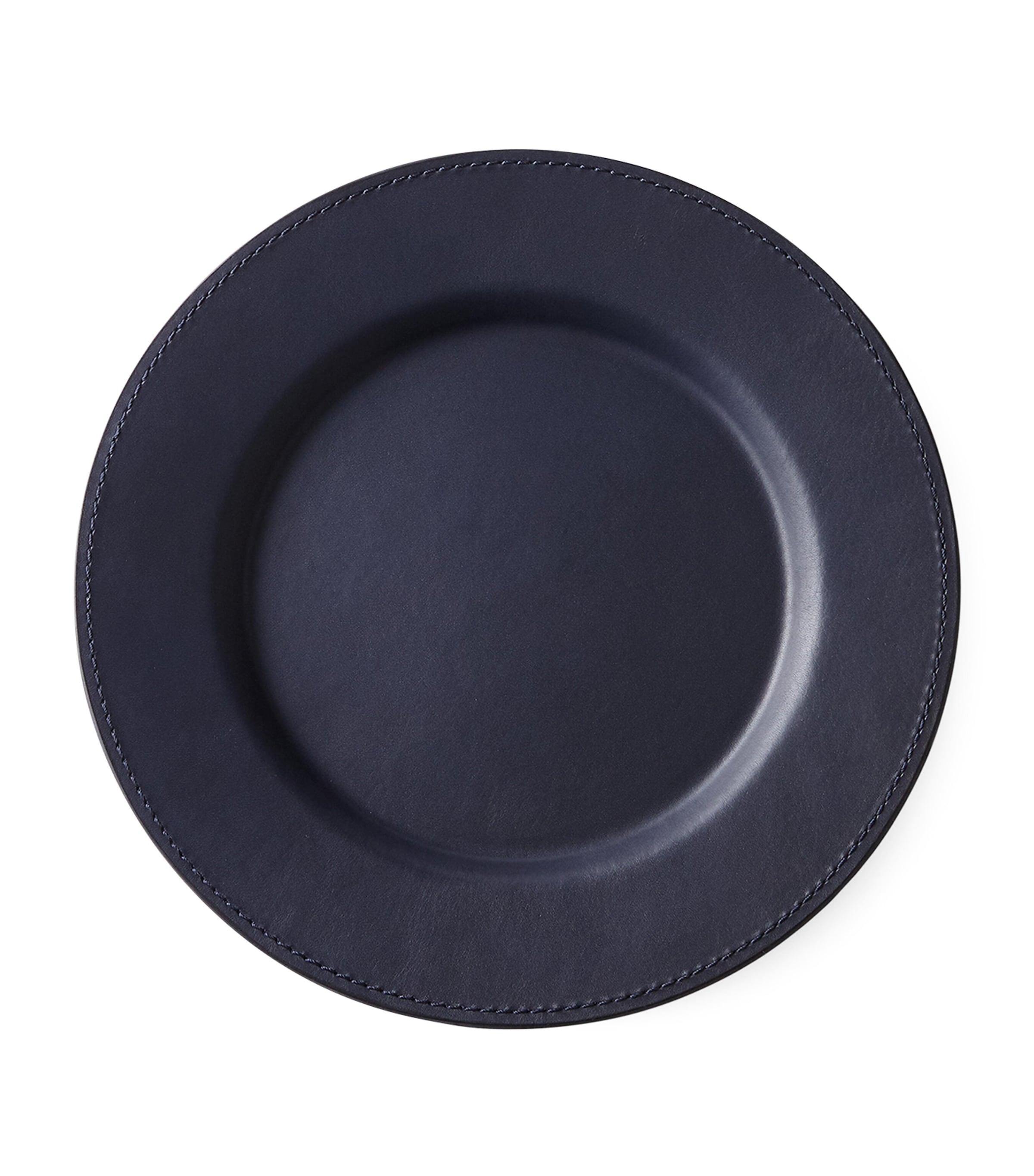 Ralph Lauren Leather Wyatt Charger Plate In Navy