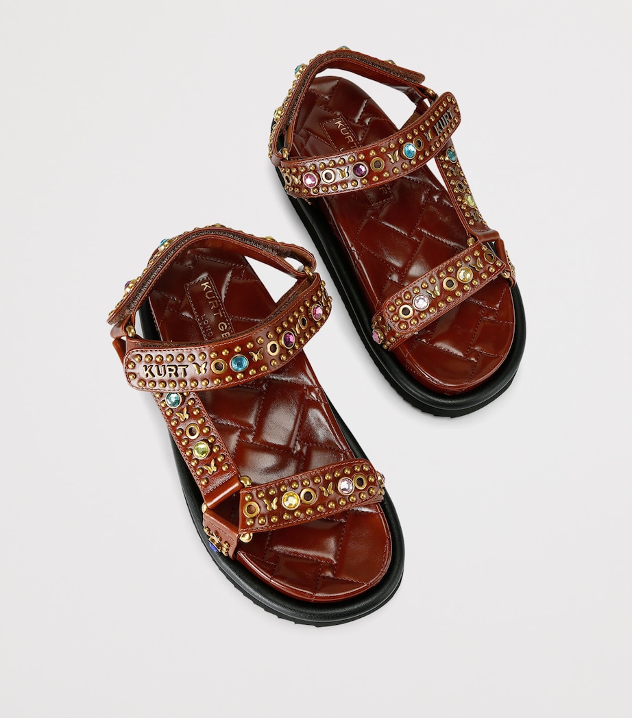 Kurt Geiger London Leather Embellished Orson Sandals Brown/oth Image 4