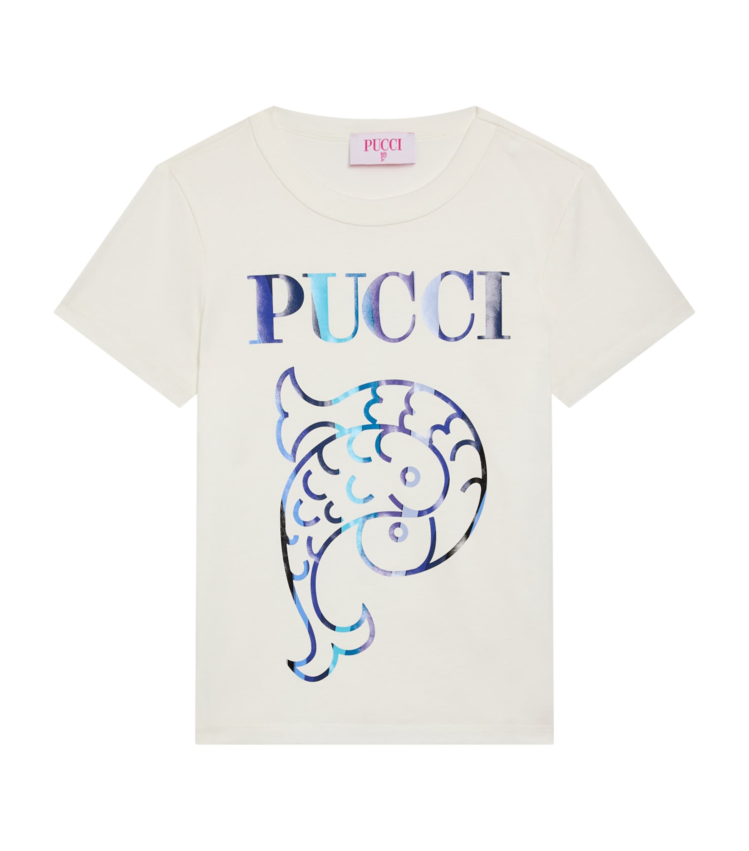 Pucci Junior Cotton Pucci Fish T-shirt In White