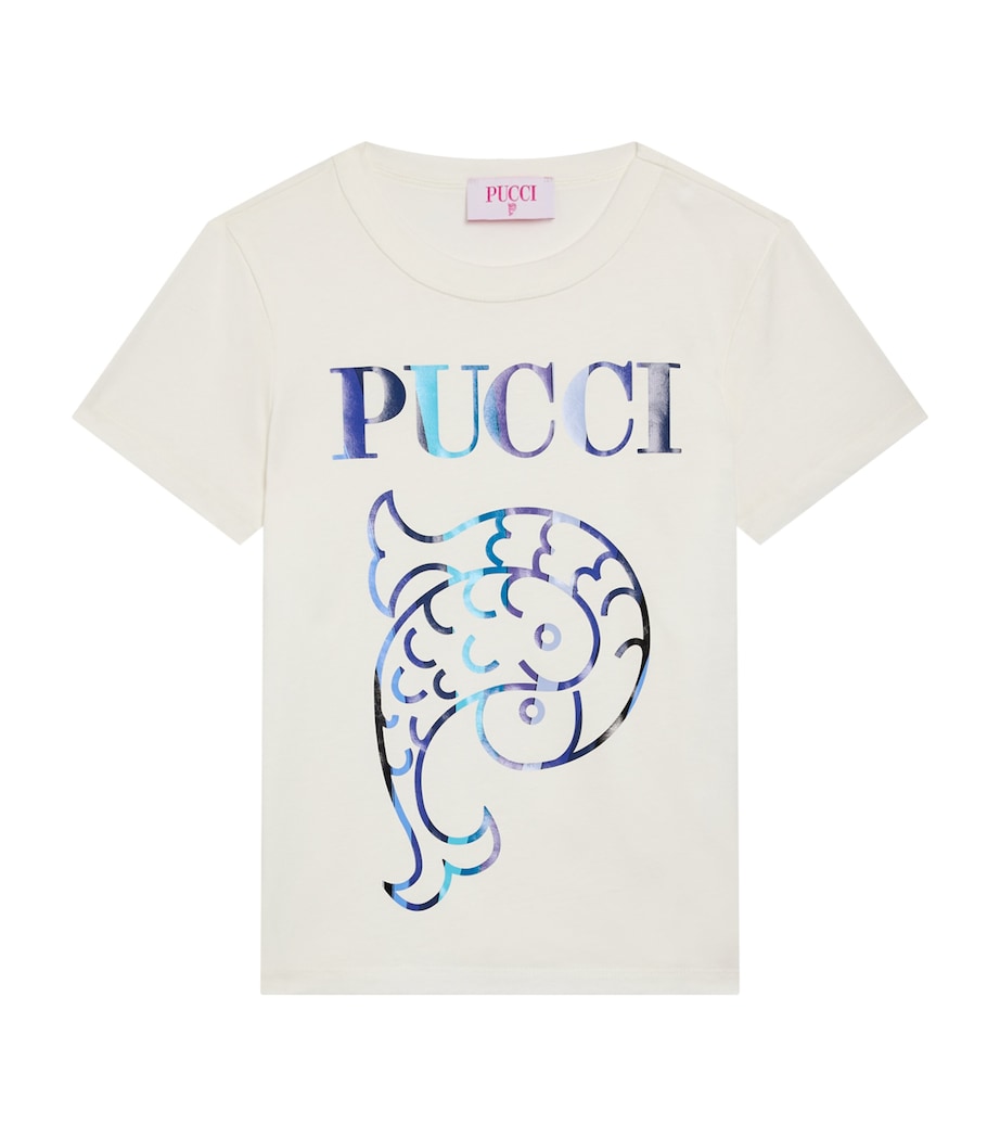 Cotton Pucci Fish T-Shirt (4-14 Years) 101IVORY Image 1