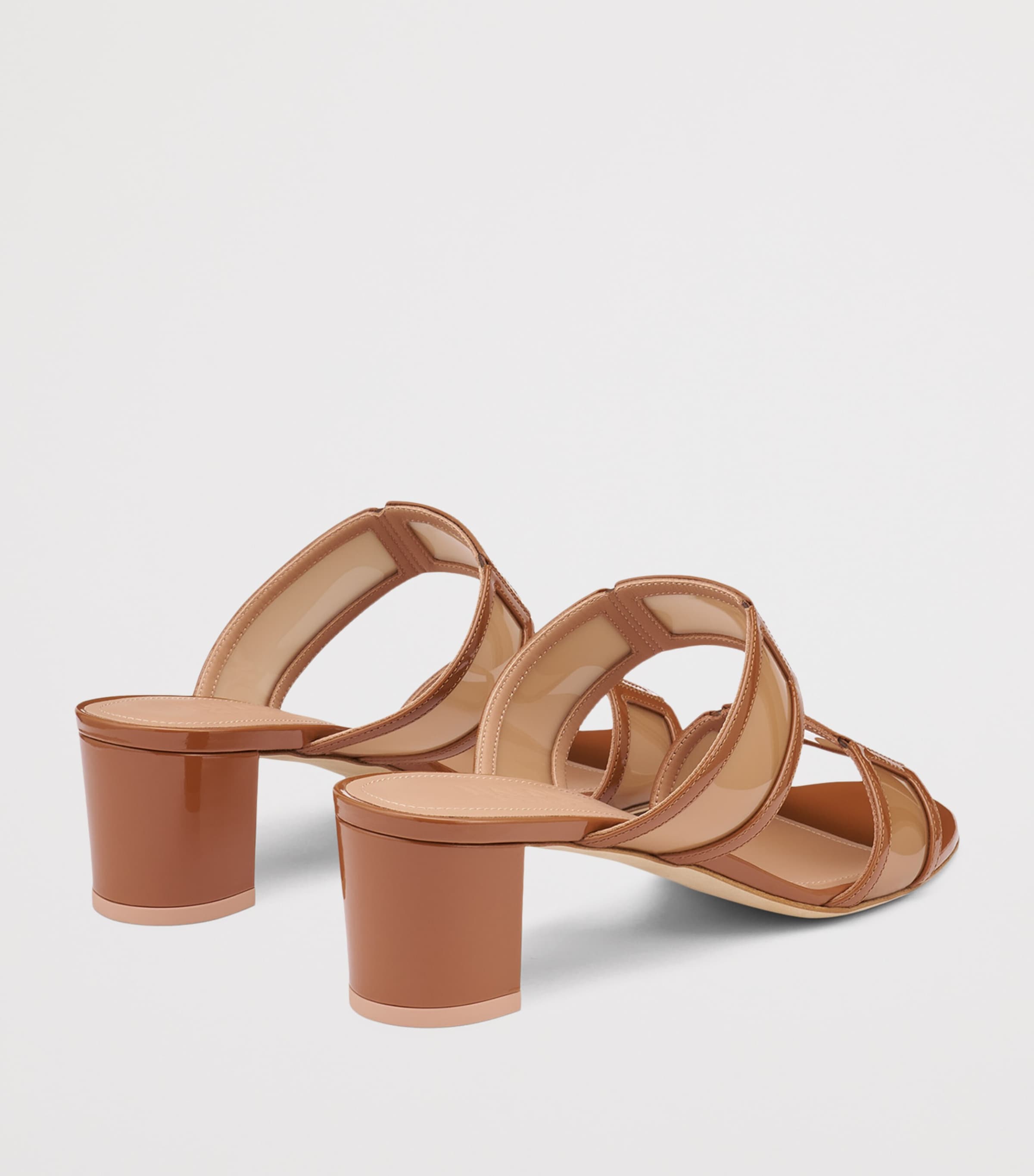 Malone Souliers Leather and PVC Loulou Heeled Mules 45 Caramel Image 4