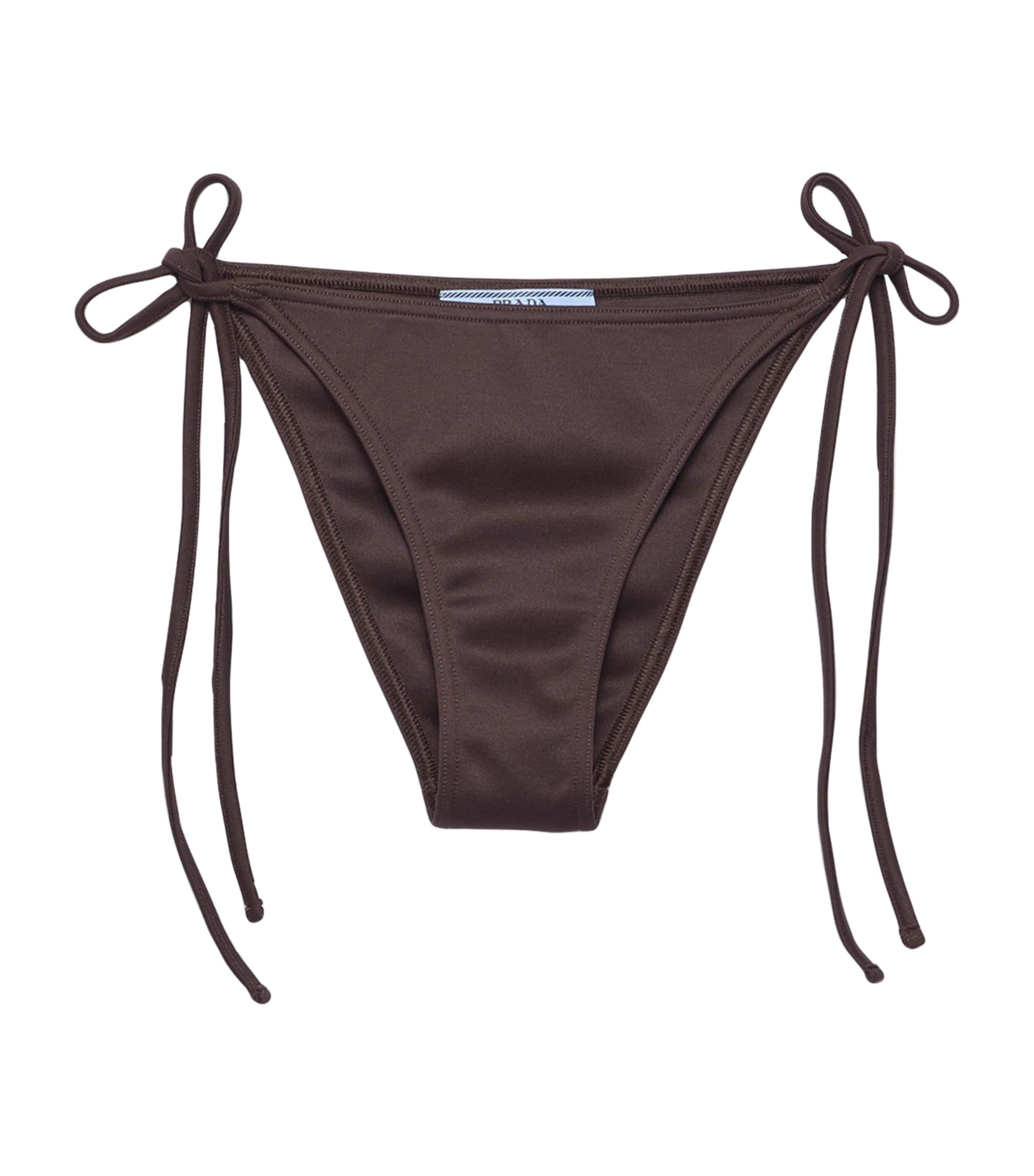 Prada Womens Triangle Bikini Bottoms Brown Image 1