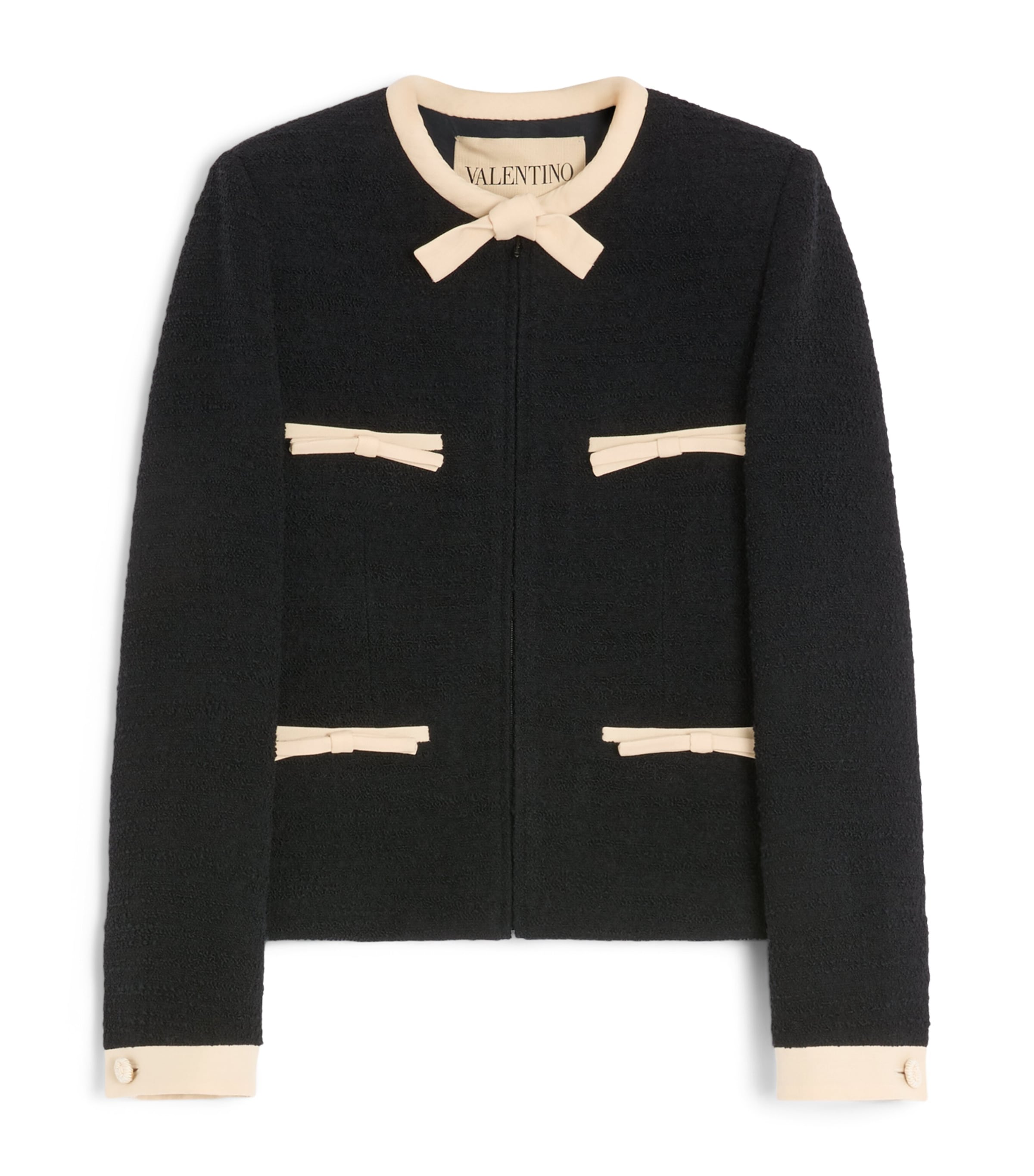Valentino Wool Tweed Jacket In Black