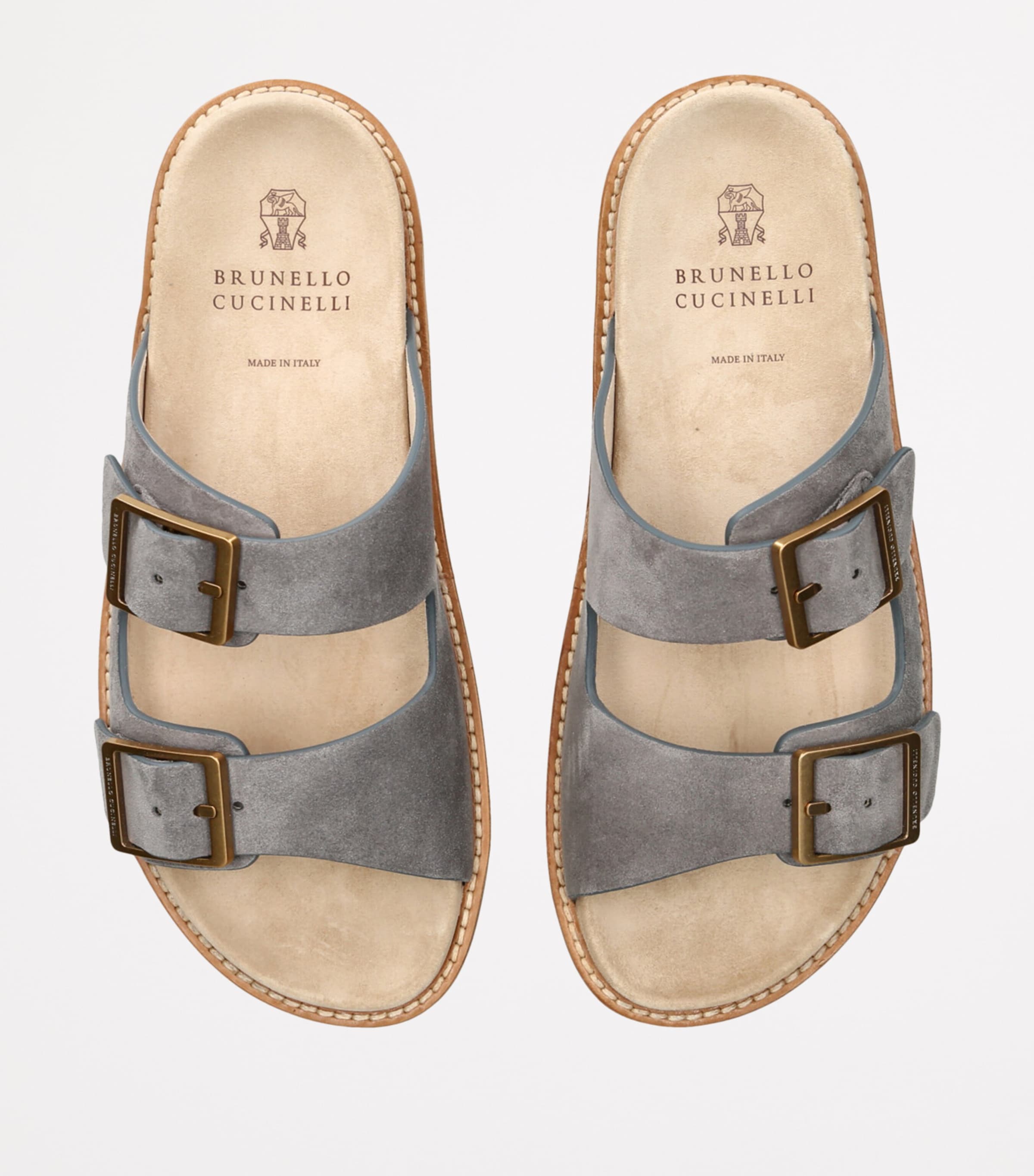 Suede Double-Strap Sandals GREY/DARK Image 4