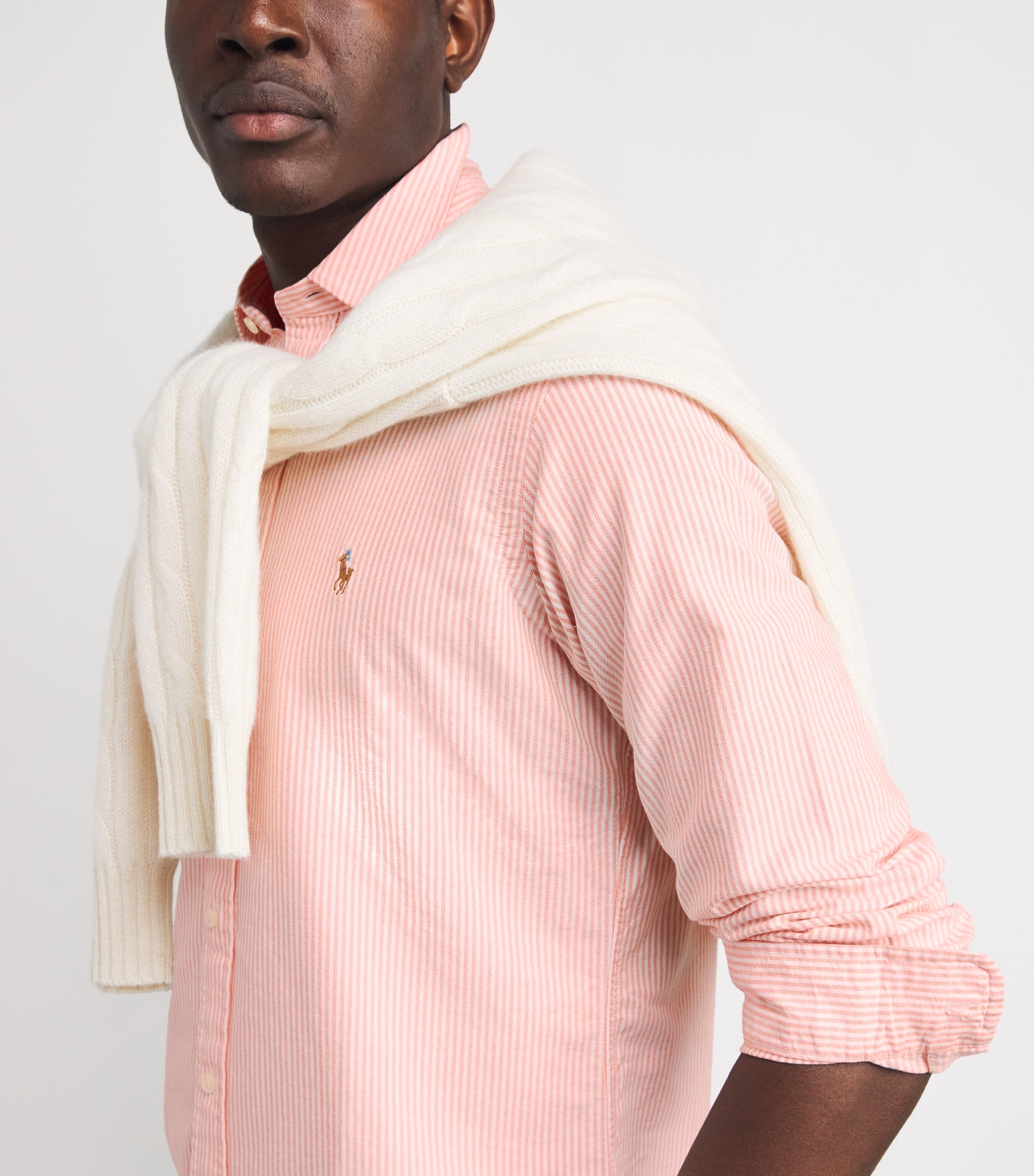 Custom Fit Stripe Oxford Shirt ORANGE WHITE Image 6