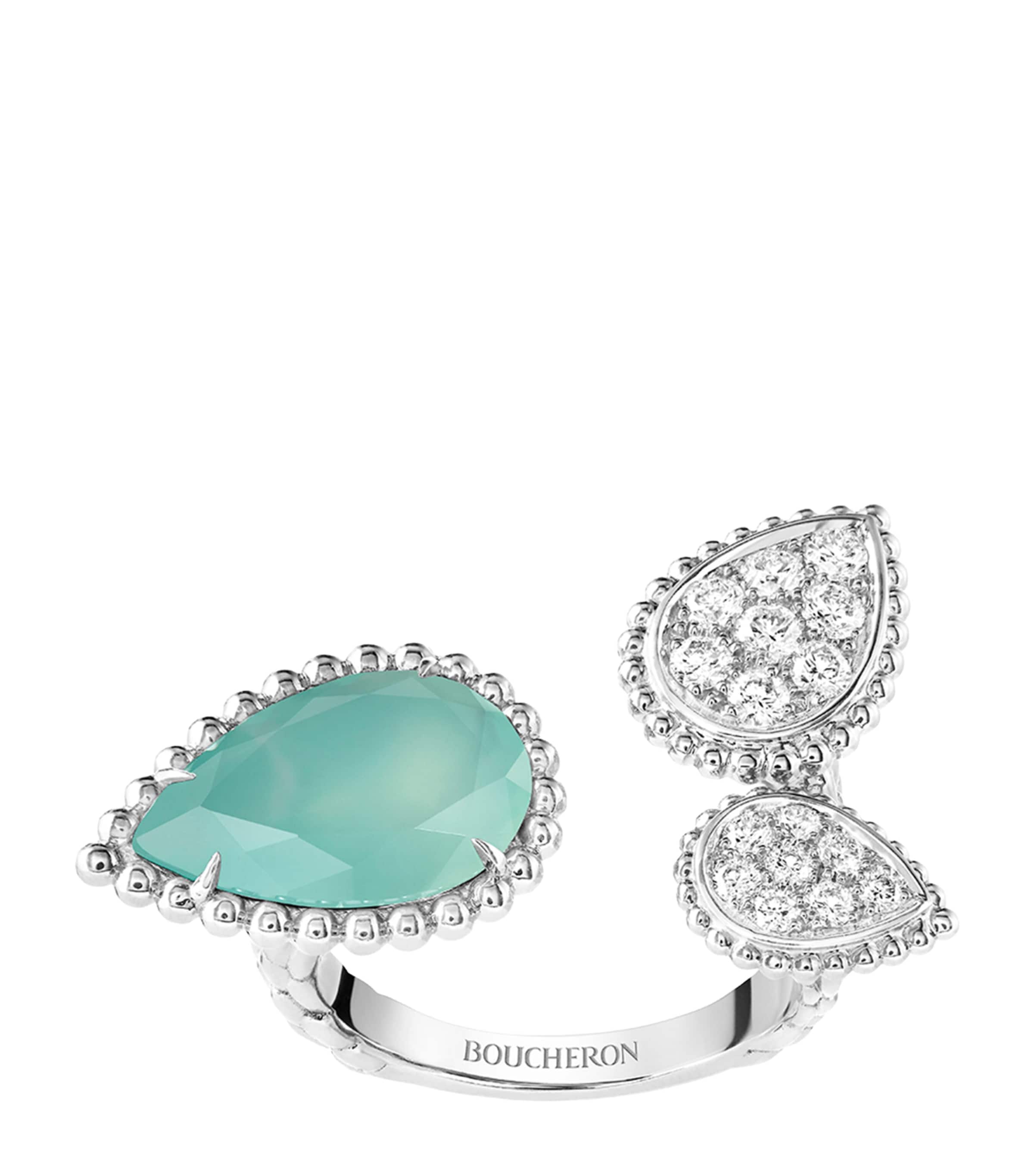 Boucheron White Gold, Diamond And Aquaprase Serpent Bohème Ring In Blue