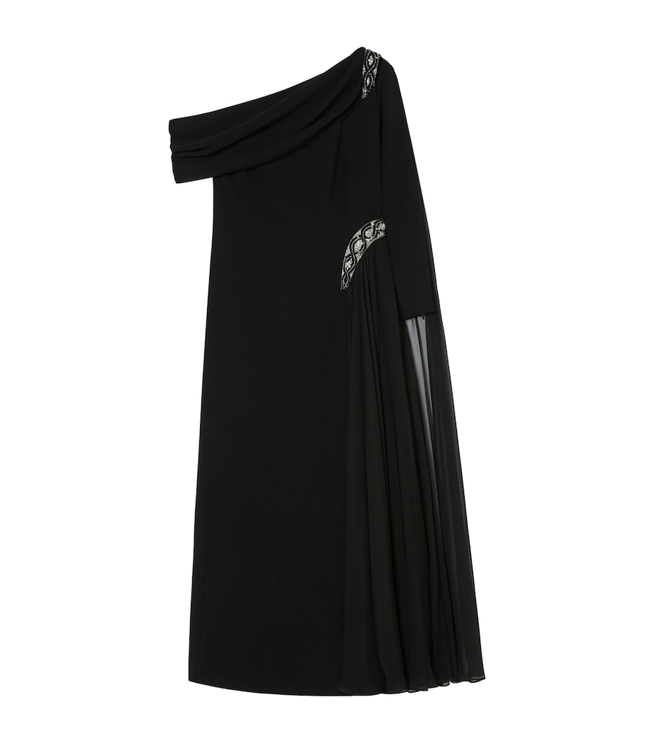 Crepe One-Shoulder Maxi Dress BLACK Image 1