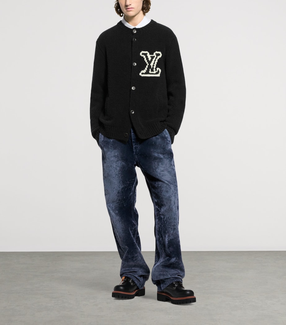 Wool-Blend Logo Cardigan BLACK Image 4