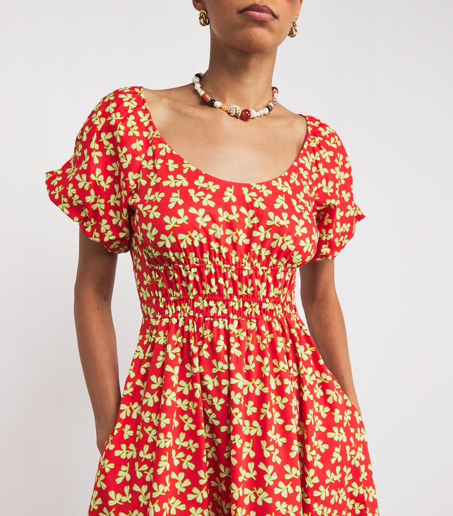 Poplin Leaf Print Midi Dress RED LITTLE LEAVES Image 4